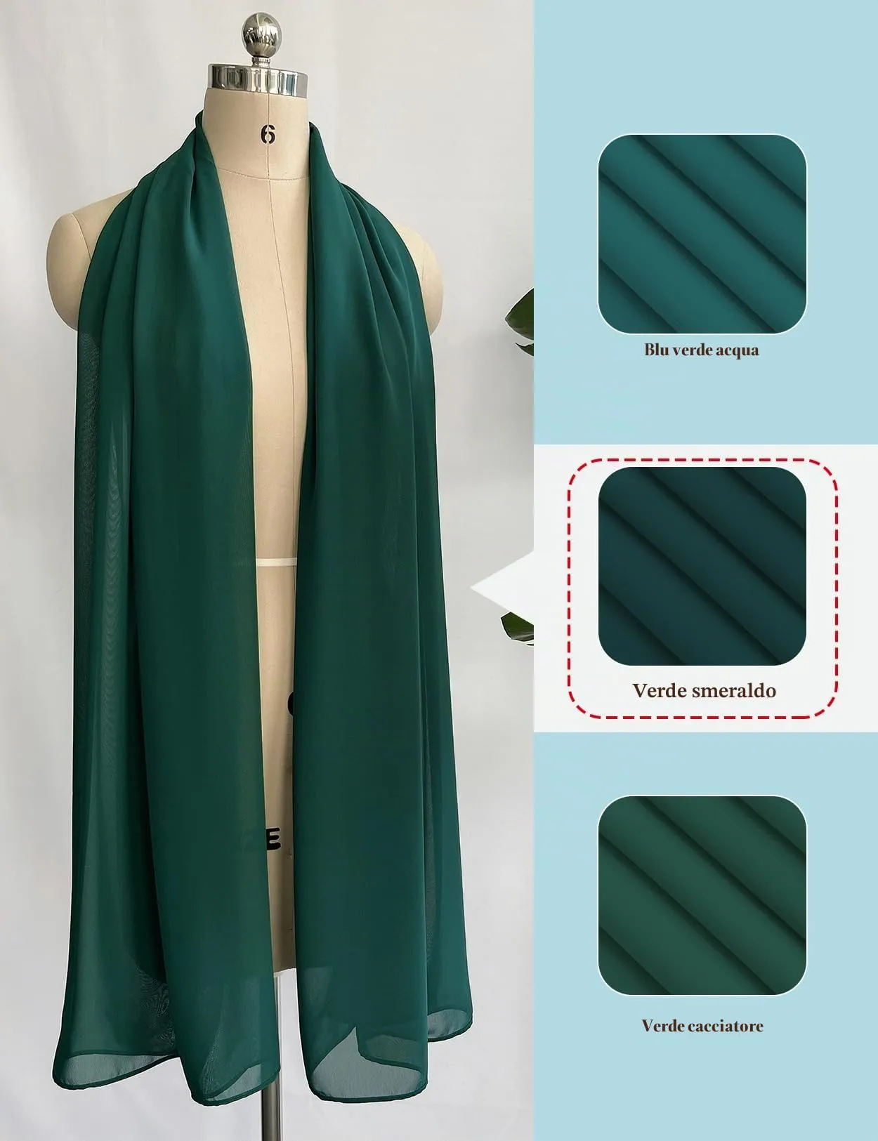 BEAUTELICATE Scialle Stola in Chiffon per Donna, Emerald Green - Plus Size, Taglia unica - immagine 3