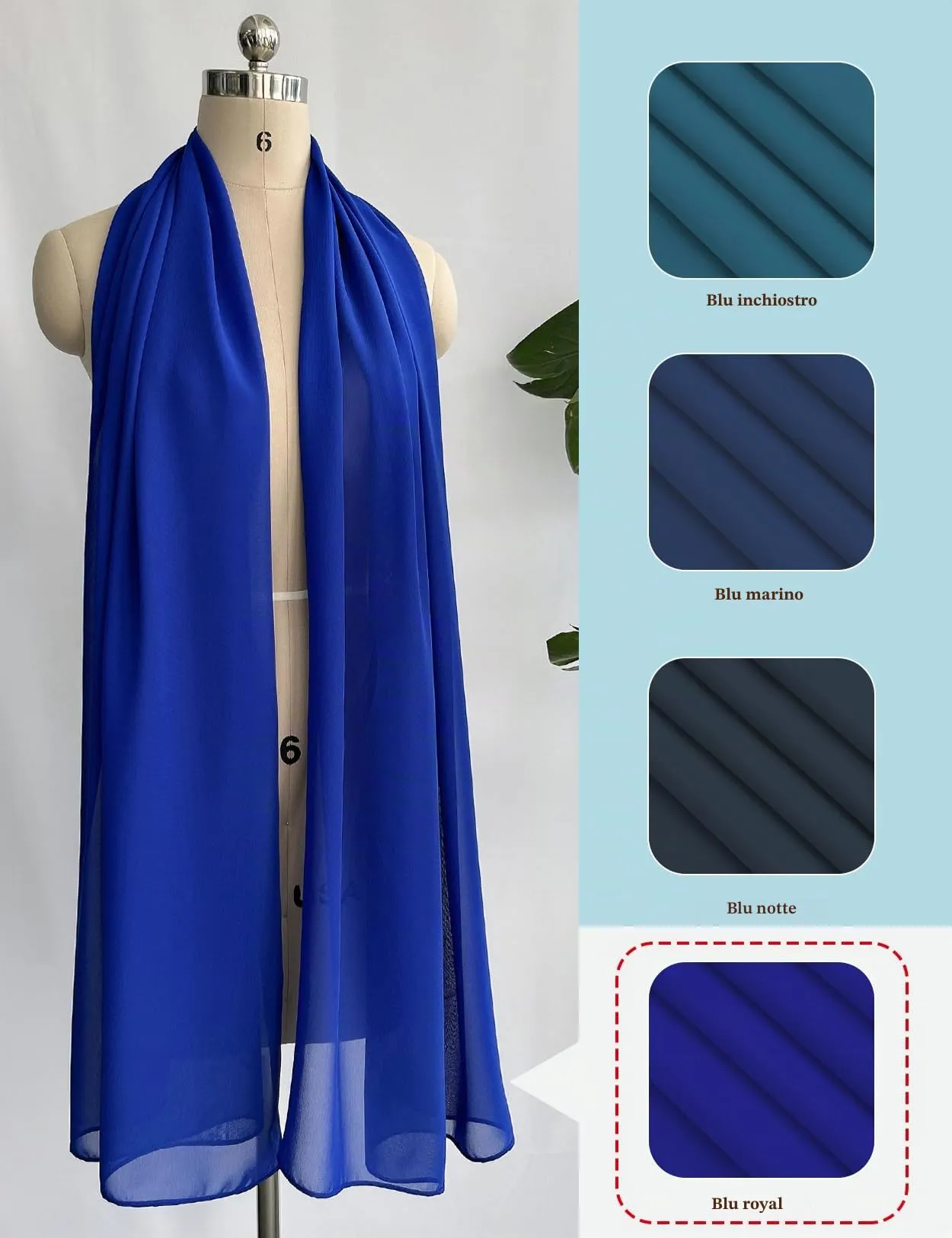 BEAUTELICATE Scialle Stola in Chiffon per Donna, Royal Blue - Plus Size - immagine 3