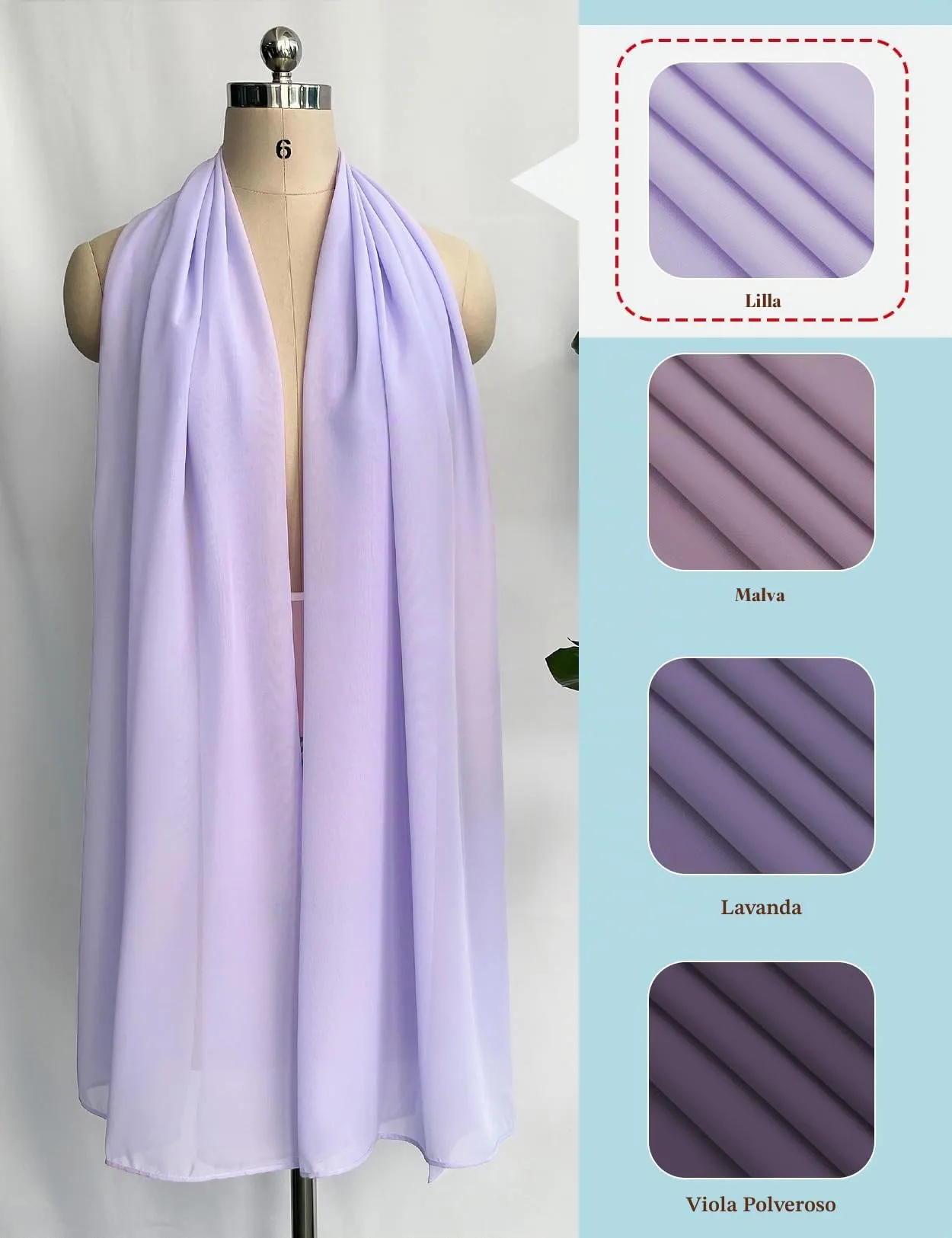 BEAUTELICATE Scialle Stola in Chiffon per Donna, Lilac - Plus Size, Taglia unica - immagine 3