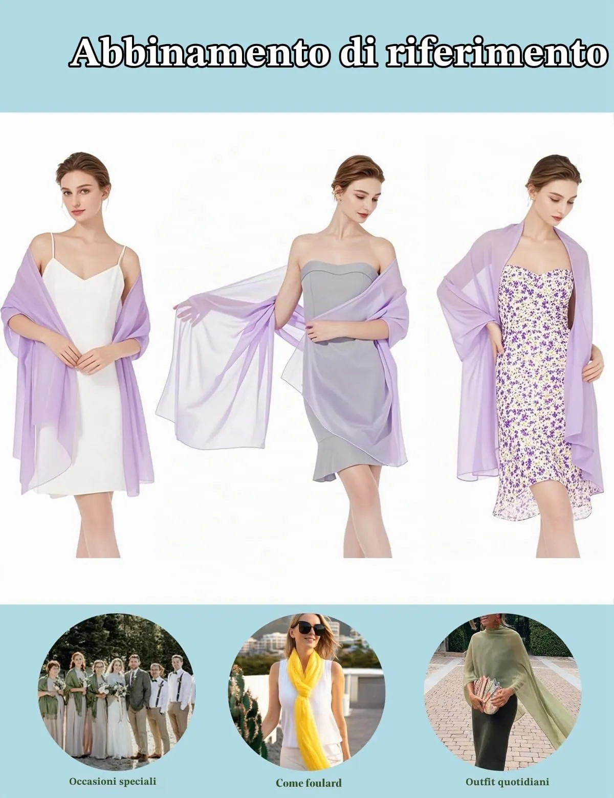 BEAUTELICATE Scialle Stola in Chiffon per Donna, Lilac - Plus Size, Taglia unica - immagine 6