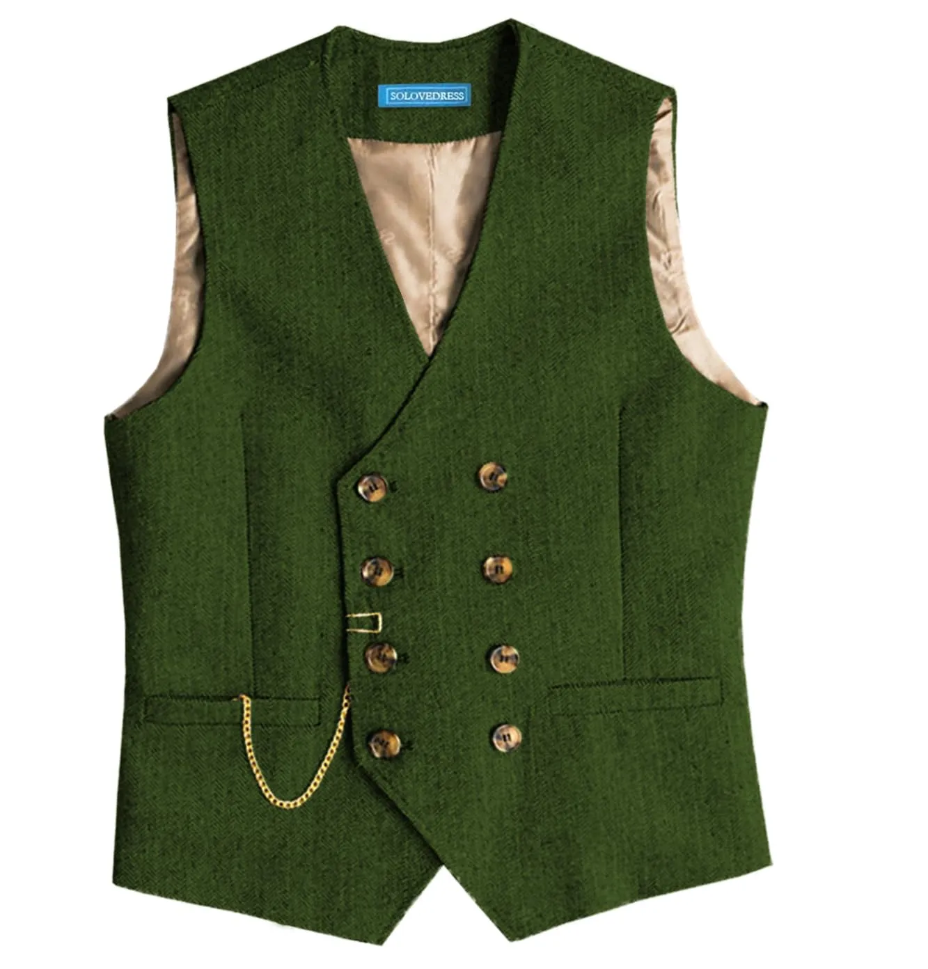 Solovedress Gilet da uomo in lana a righe, vestibilità regolare, verde, XXL - immagine 1