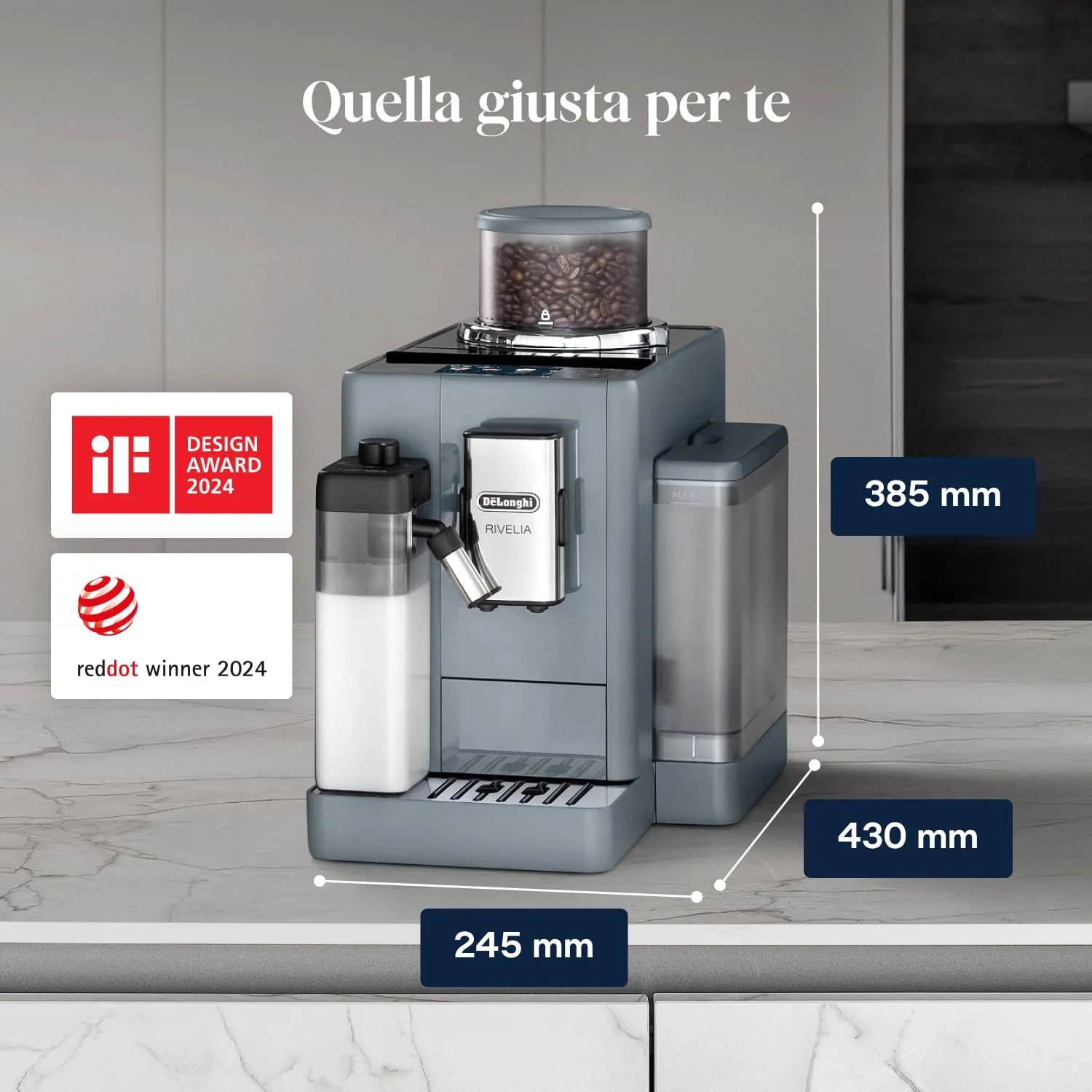 De'Longhi Rivelia Perfetto EXAM440.55.G Macchina da caffè Automatica, Grigio - immagine 2