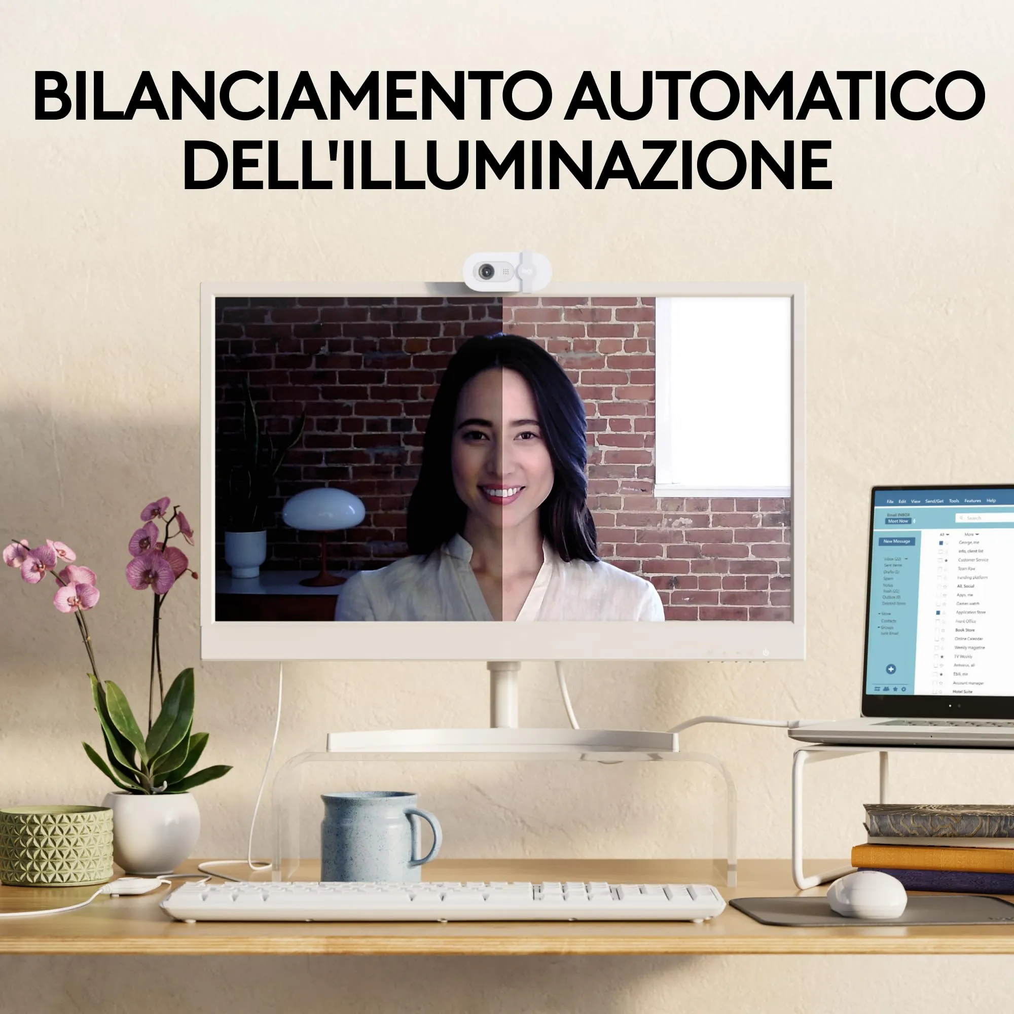 Logitech Brio 100 Full HD Webcam - Bianco - immagine 3