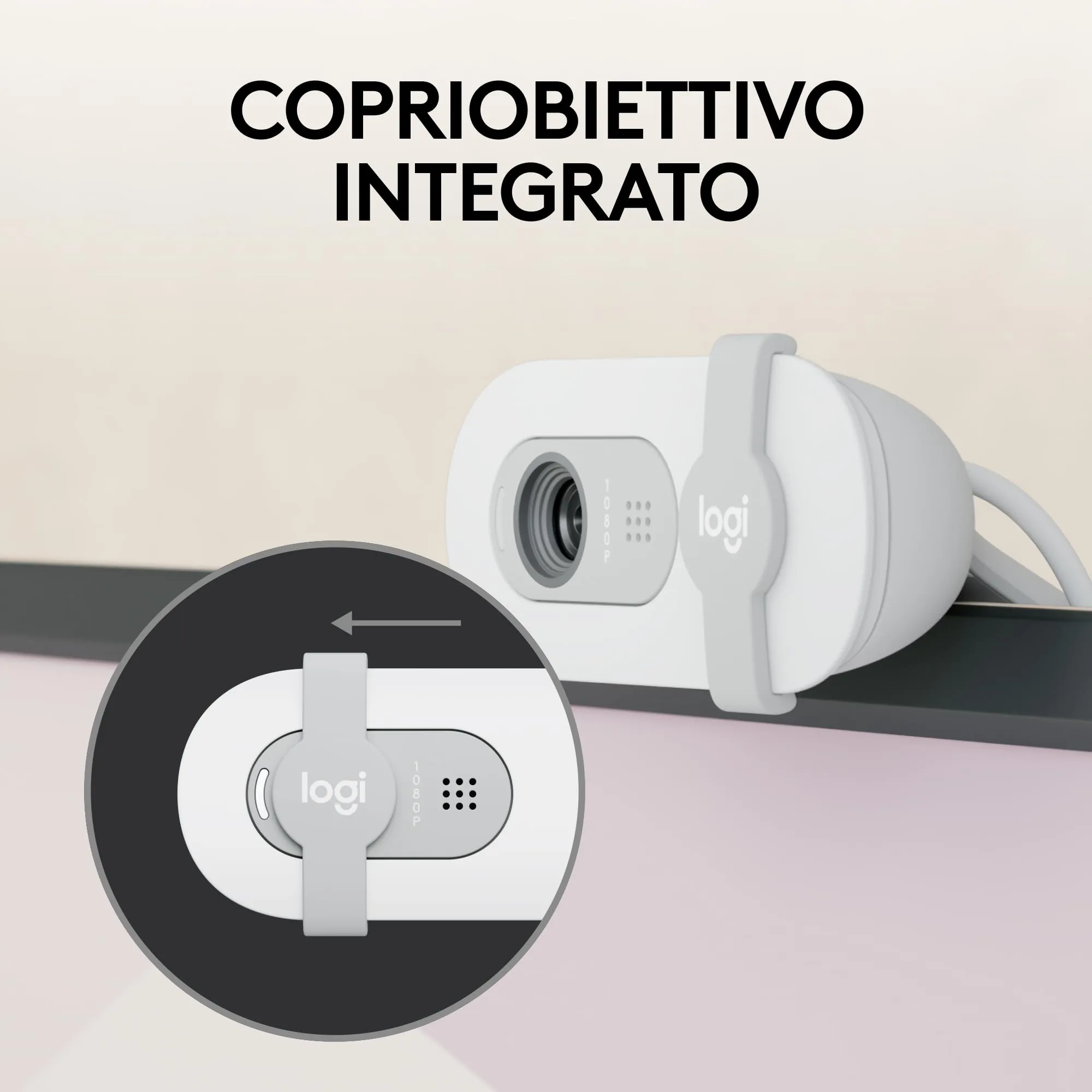 Logitech Brio 100 Full HD Webcam - Bianco - immagine 5