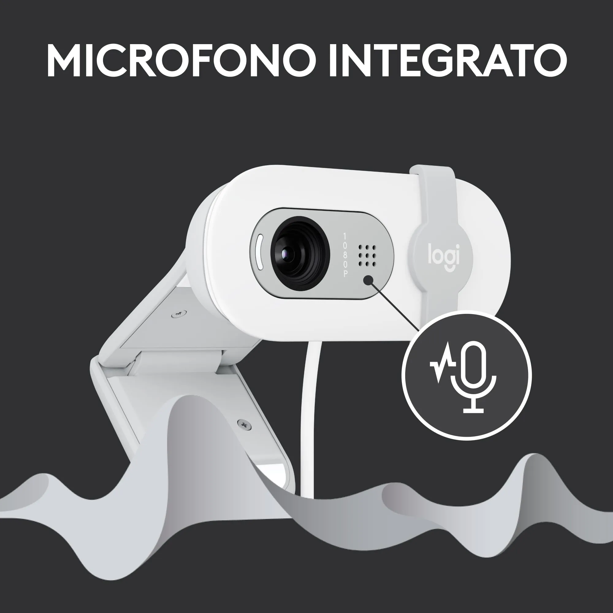 Logitech Brio 100 Full HD Webcam - Bianco - immagine 7