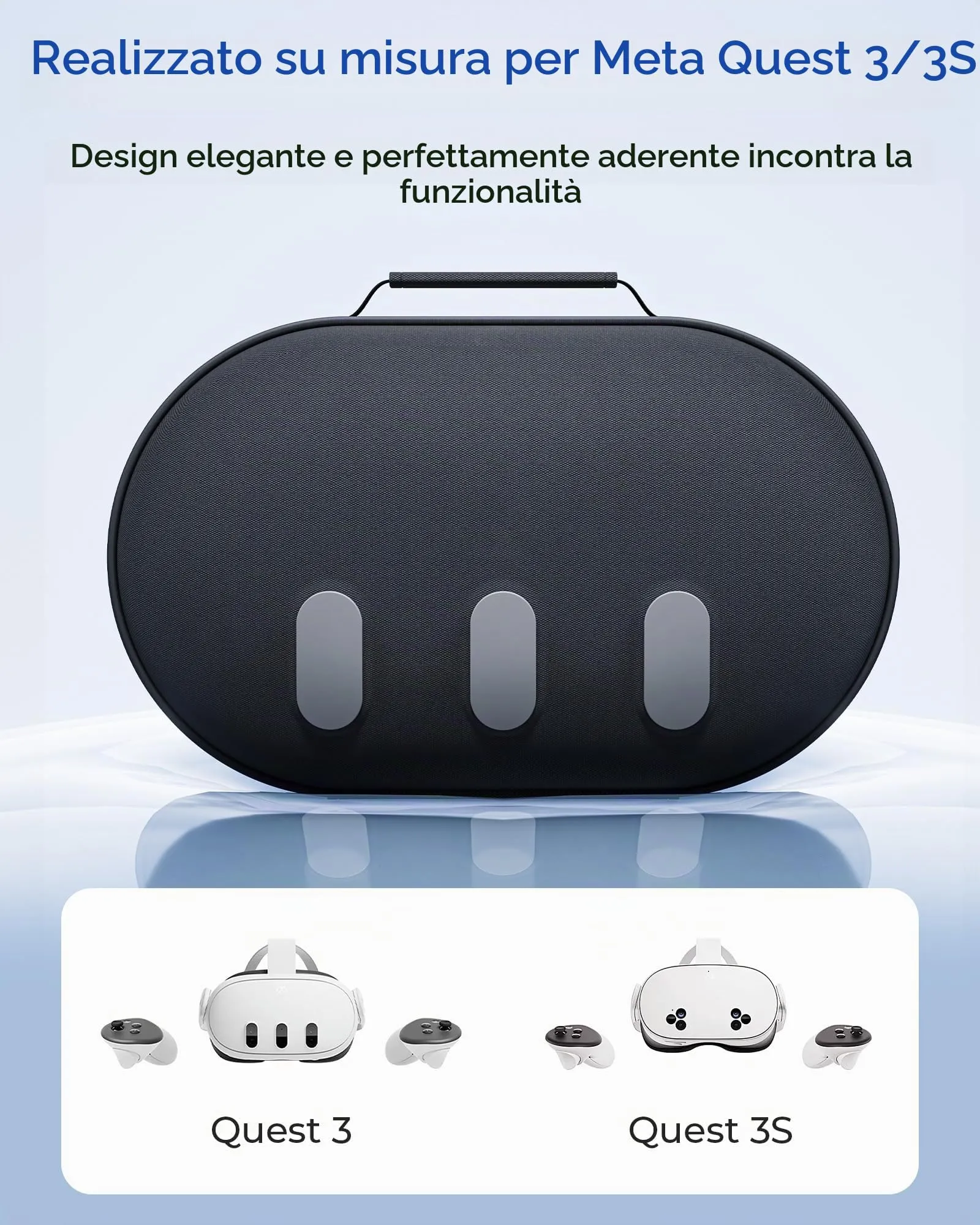 Aubika Custodia Rigida per Meta Quest 3 & Oculus Quest 3S, Nero - immagine 2