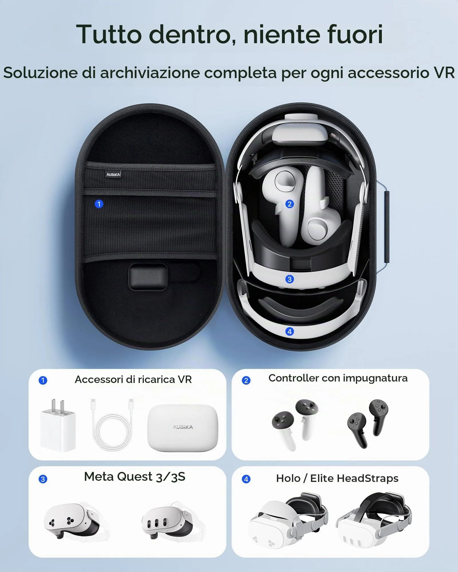 Aubika Custodia Rigida per Meta Quest 3 & Oculus Quest 3S, Nero - immagine 4