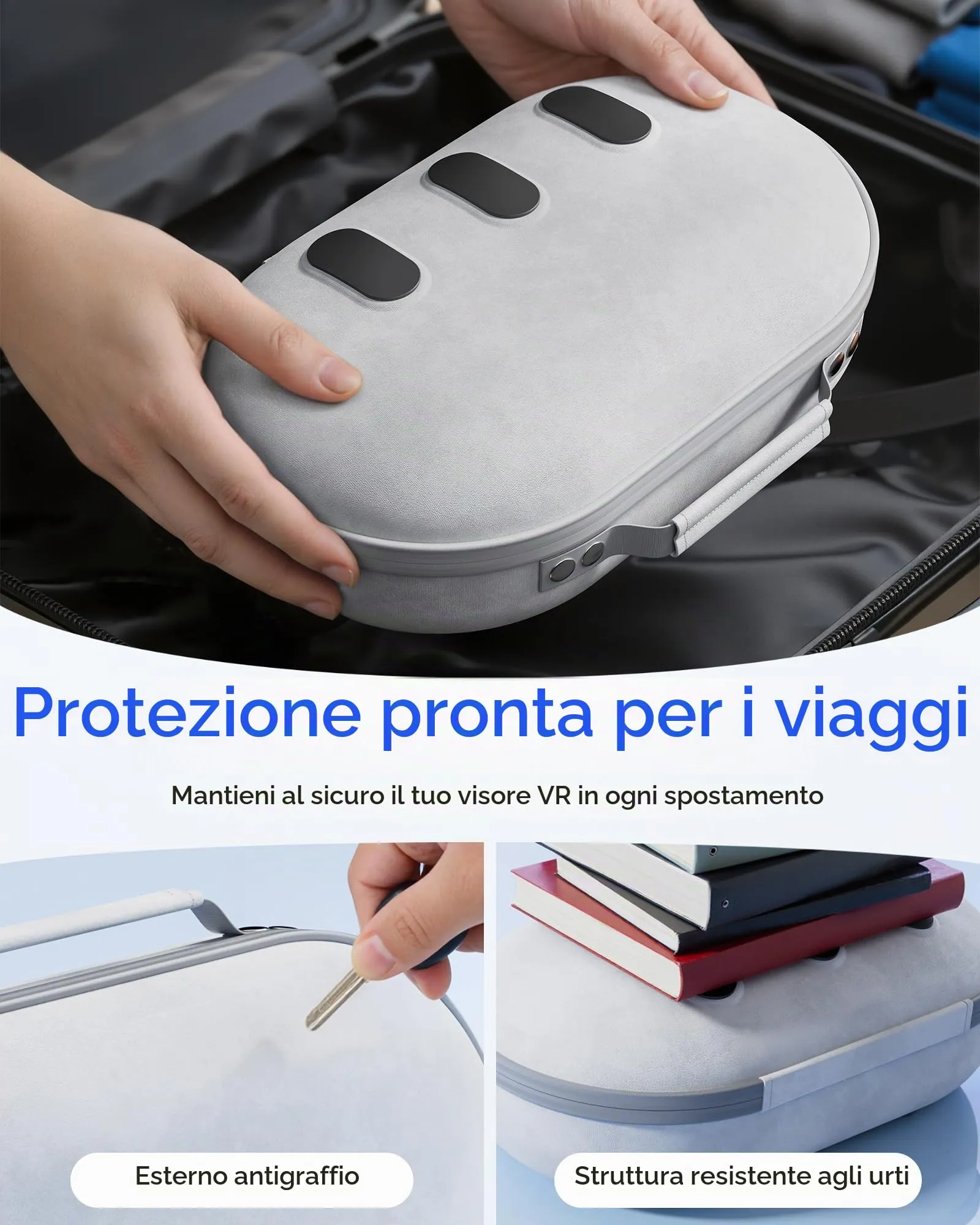 Aubika Custodia Rigida per Meta Quest 3 & Oculus Quest 3S, Grigio - immagine 7