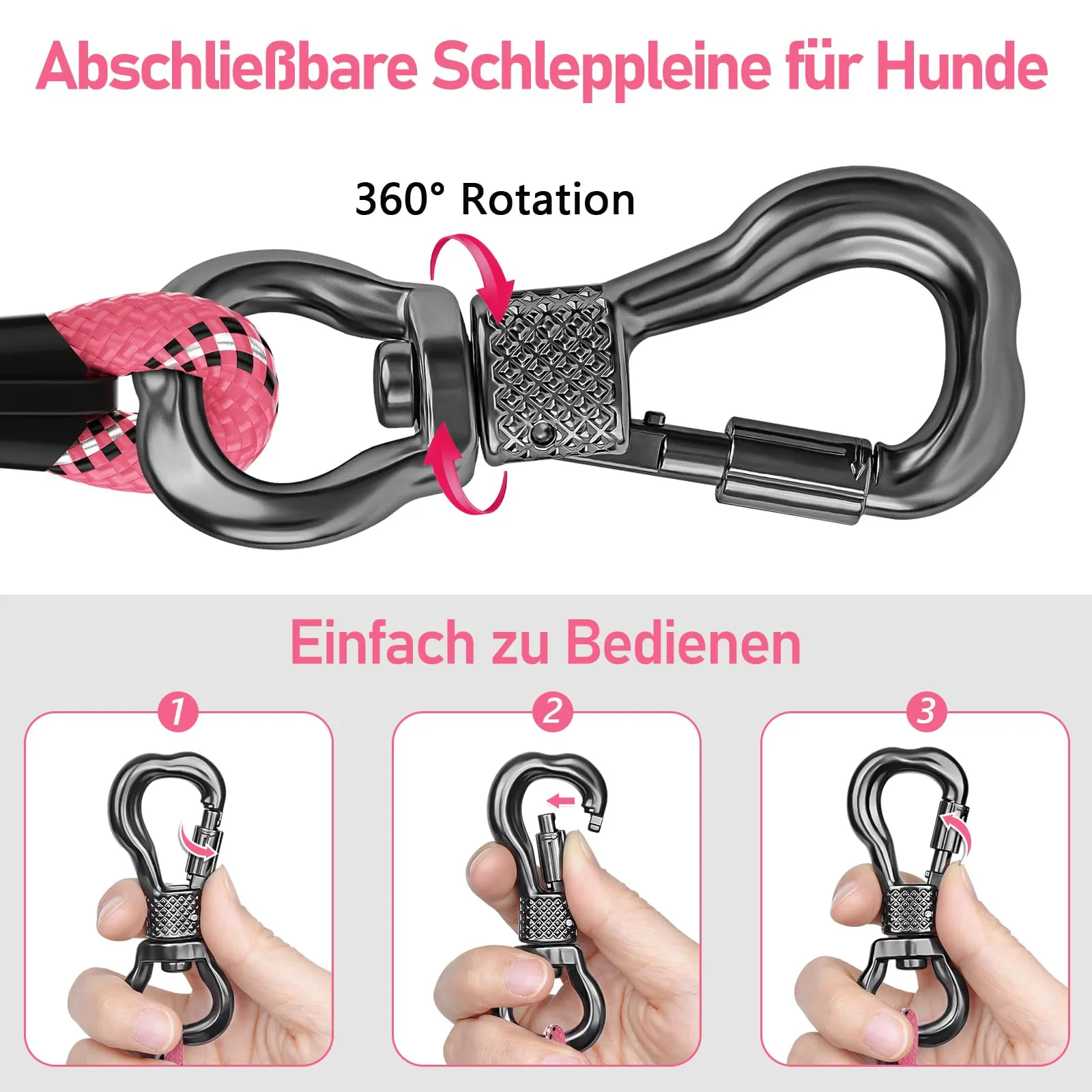 X XBEN Guinzaglio Addestramento per Cani, Corda di Nylon 8M x 8mm con Gancio di Sicurezza e Maniglia Imbottita - immagine 2