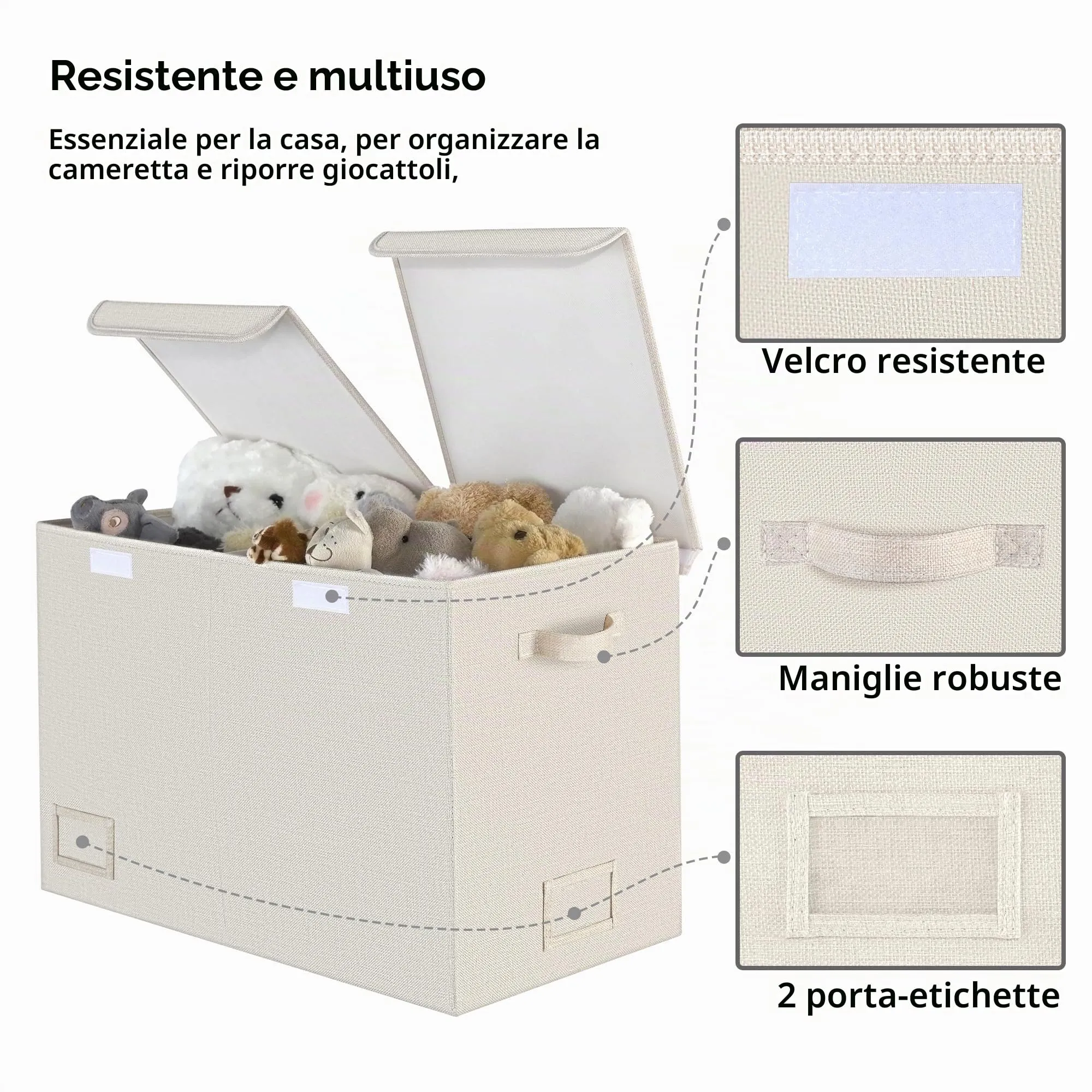 GRANNY SAYS Scatola Porta Giochi Bambini con Coperchio, XL, Marrone Chiaro - immagine 2