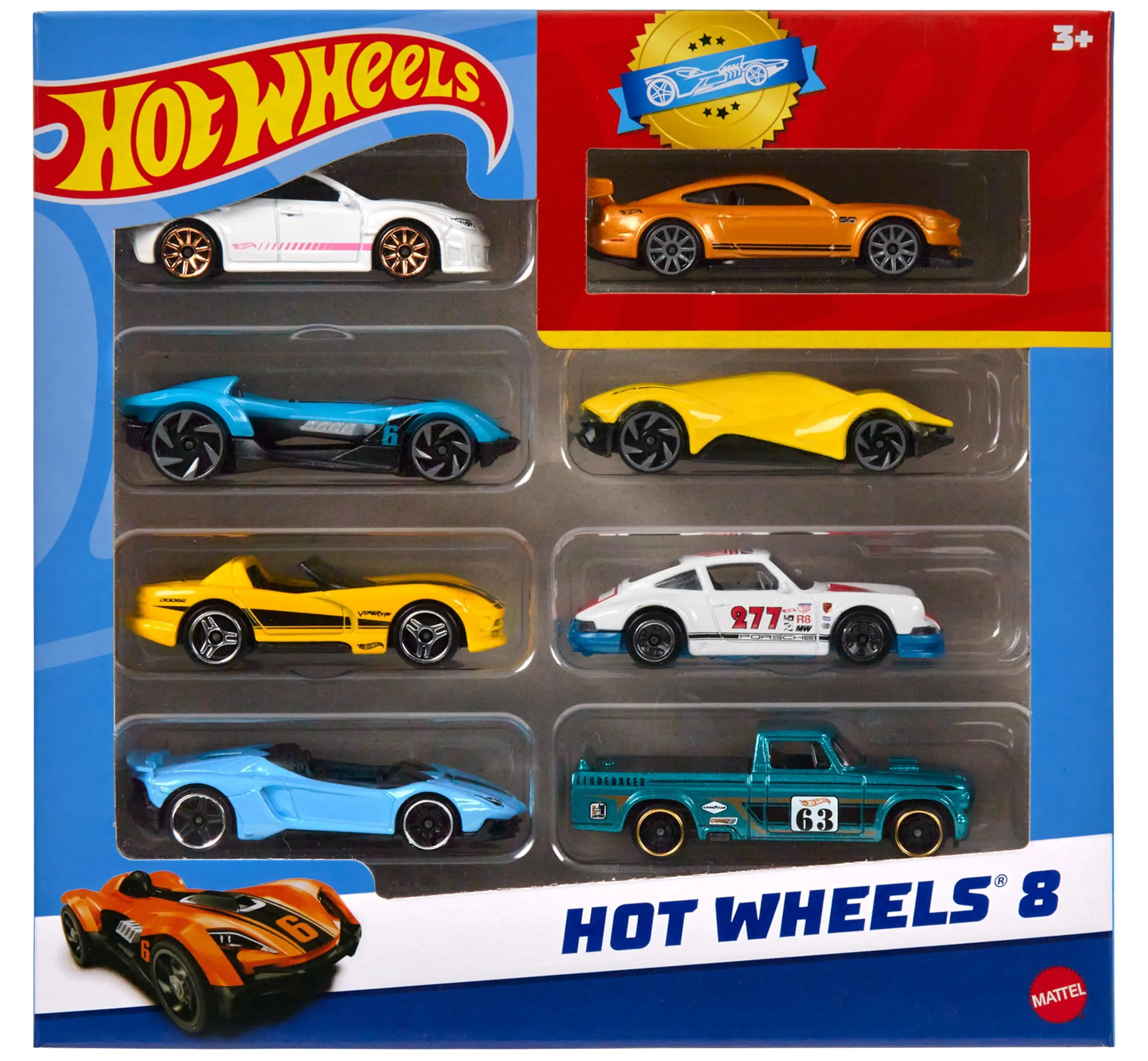 Hot Wheels Confezione da 8 auto e camion, scala 1:64 - immagine 1