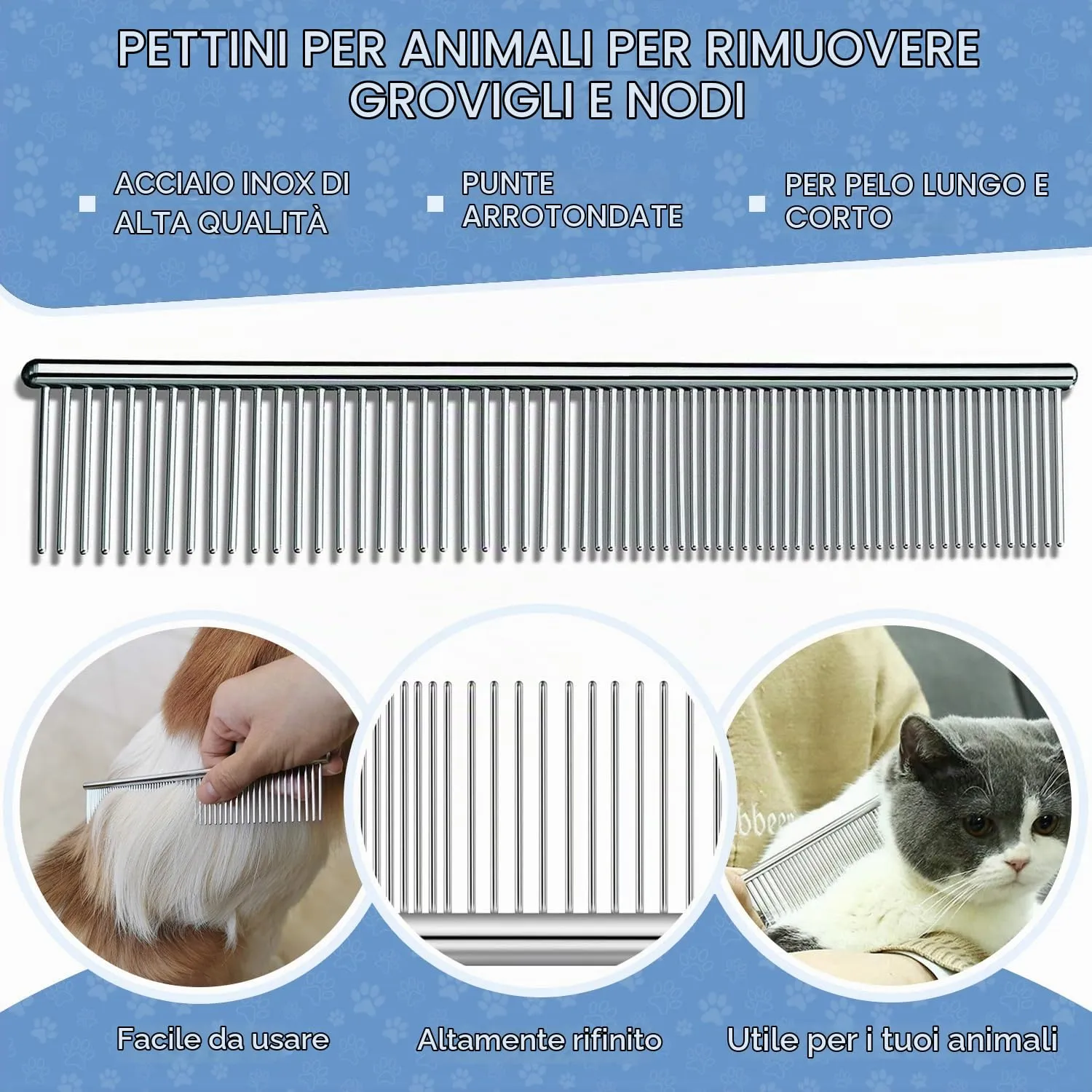 Candure Spazzola per Cani e Gatti in Acciaio Inossidabile, Doppia Faccia 17+9 Denti per Deshedding e Demattatura, Nera - immagine 6