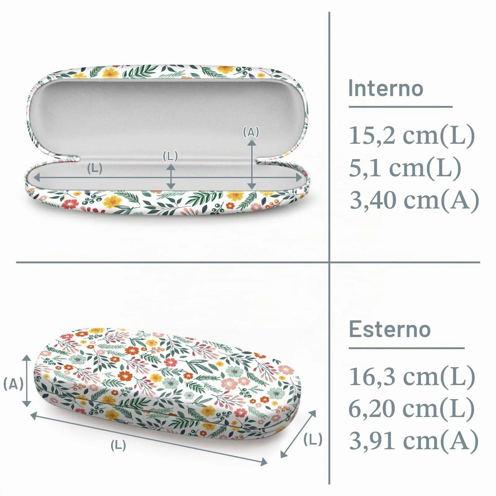 FINTIE Custodia Occhiali Rigida Floreale in Ecopelle, AGSB - immagine 2