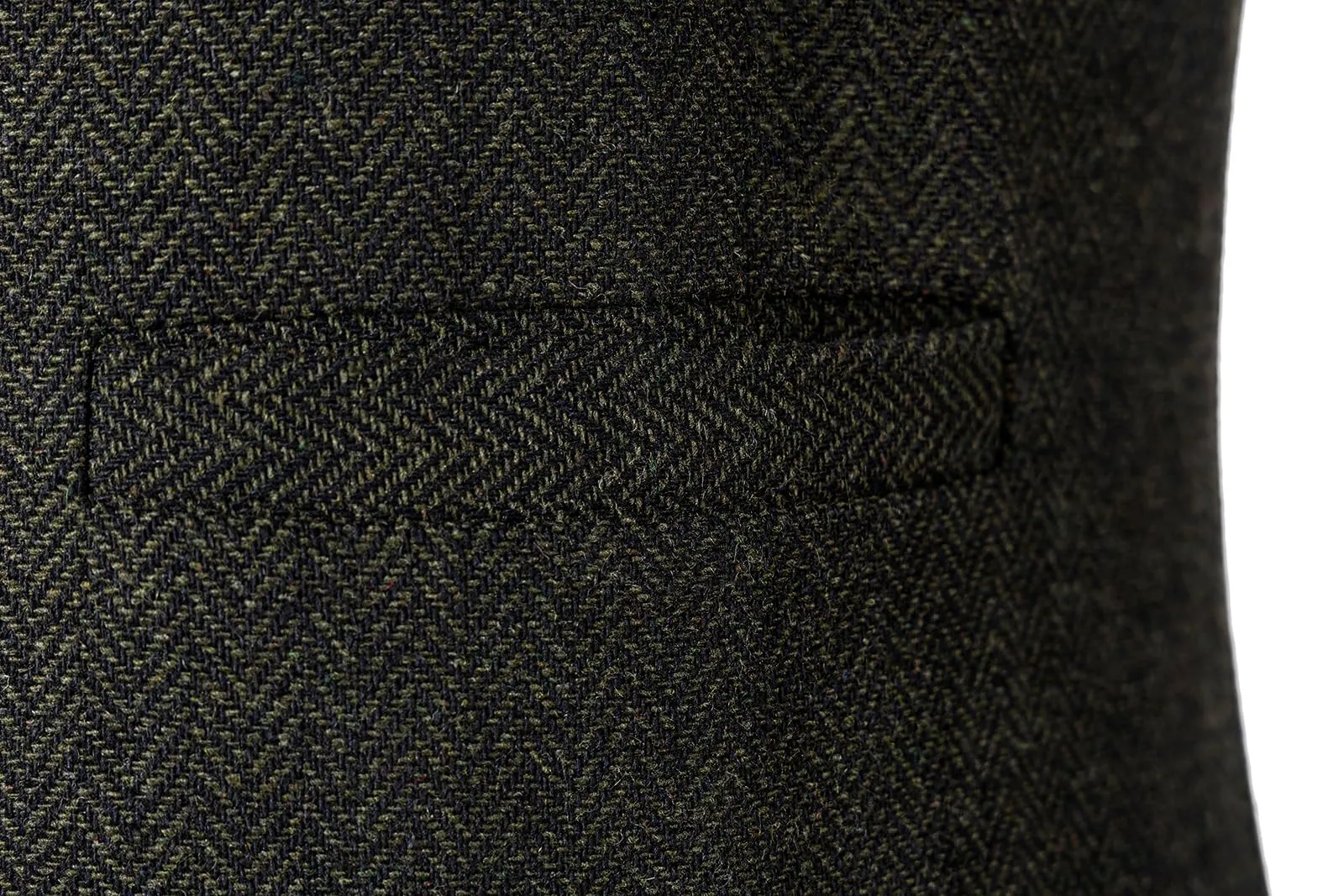 Solovedress Gilet da Uomo in Tweed a Righe, Doppiopetto, Verde Militare, L - immagine 3
