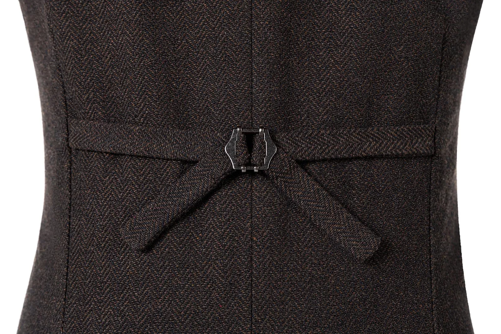 Solovedress Gilet da uomo in tweed a righe, doppiopetto, caffè, 3XL - immagine 4