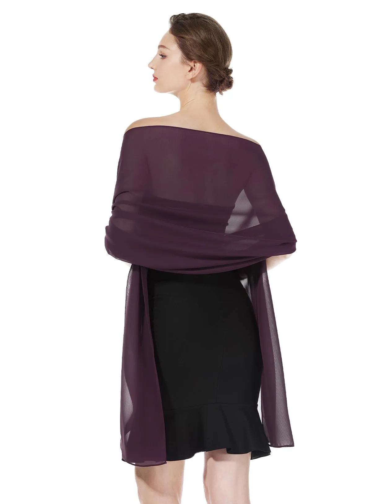 BEAUTELICATE Scialle Stola Donna in Chiffon Plum - Taglia unica - immagine 1