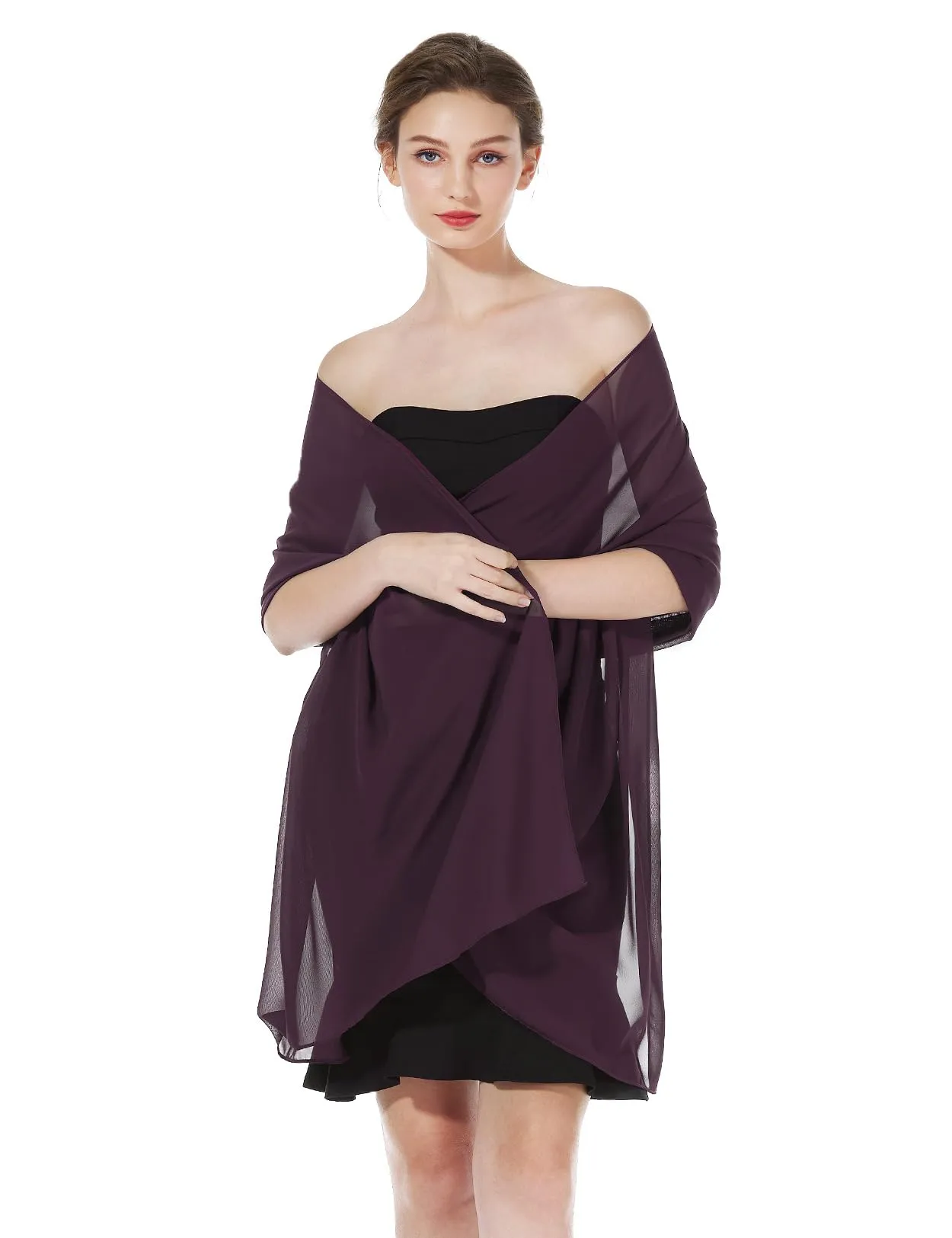 BEAUTELICATE Scialle Stola Donna in Chiffon Plum - Taglia unica - immagine 2