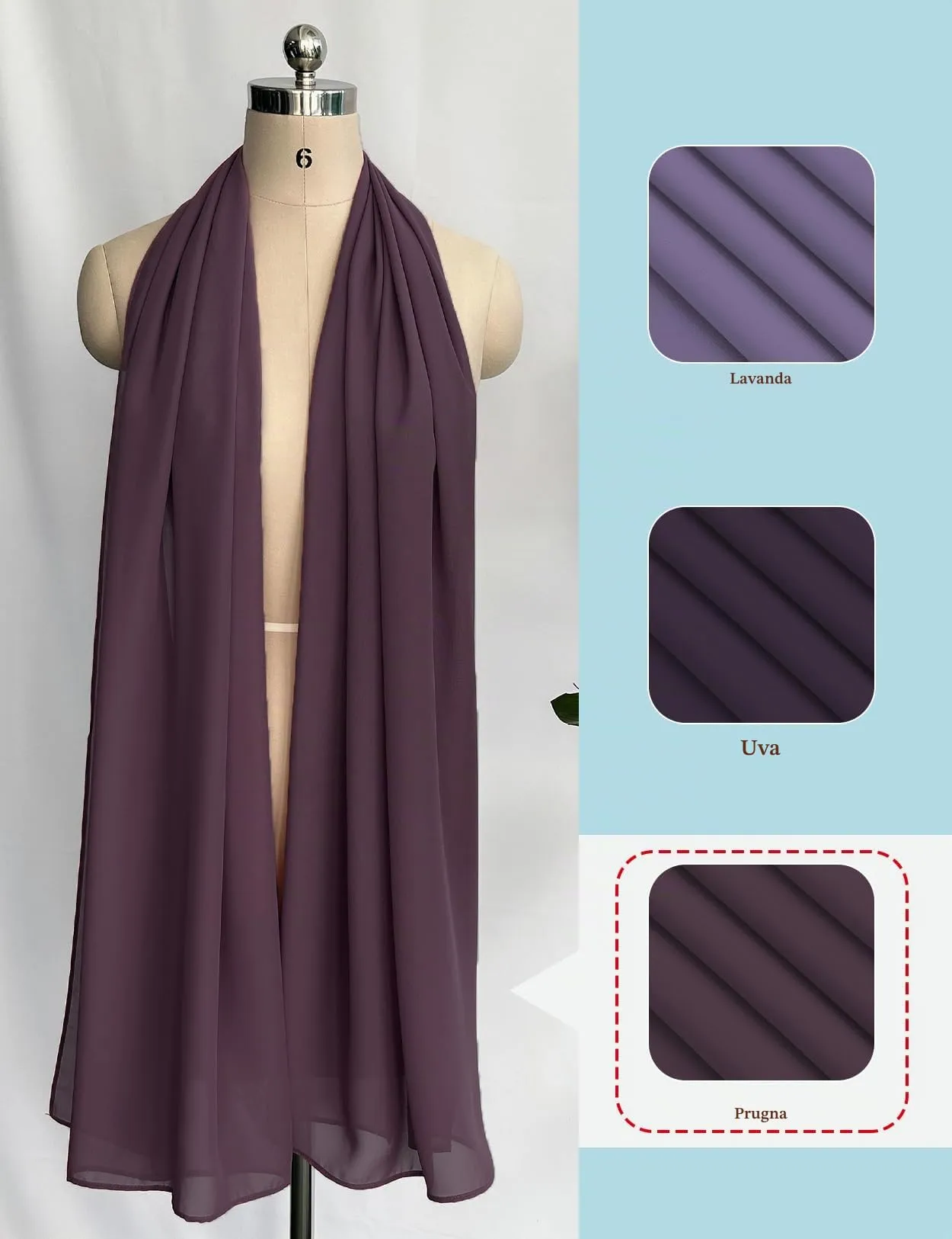 BEAUTELICATE Scialle Stola Donna in Chiffon Plum - Taglia unica - immagine 3