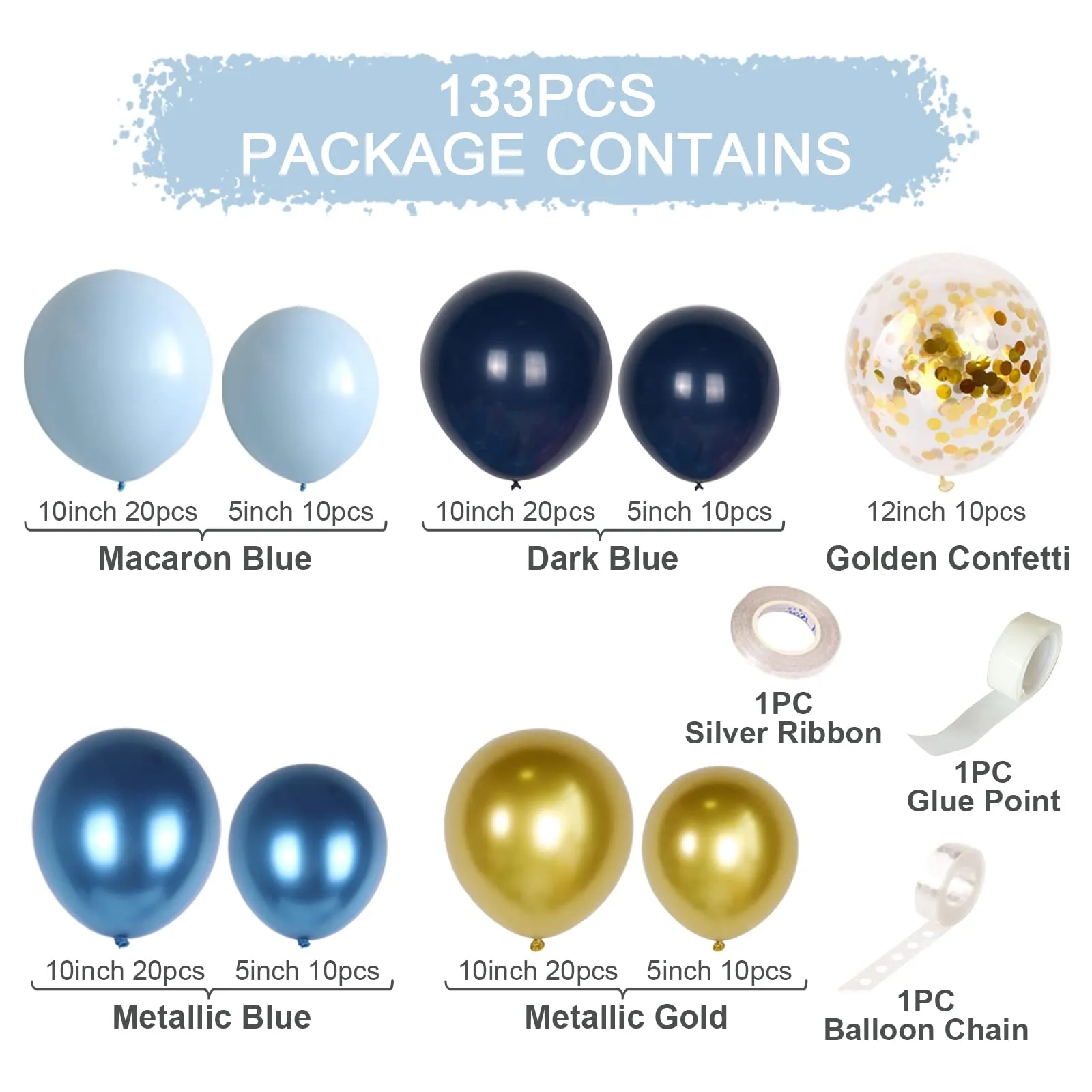 Frigg Kit Arco Palloncini Blu Navy e Oro - immagine 2