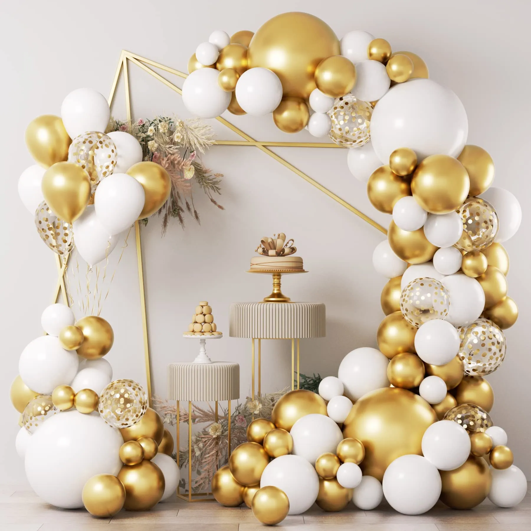 Frigg Kit Arco Palloncini Bianchi e Oro, 178 Pezzi - immagine 1