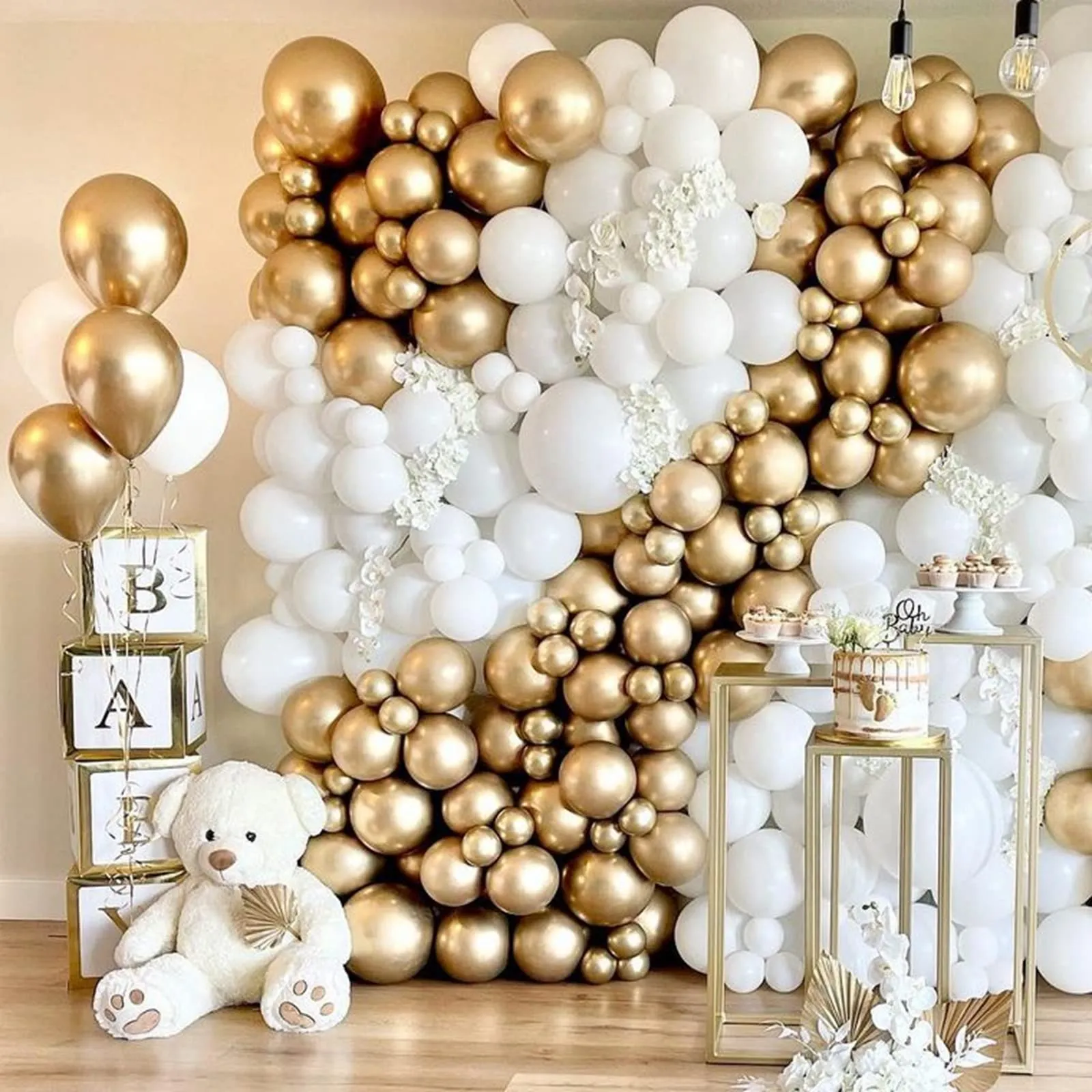 Frigg Kit Arco Palloncini Bianchi e Oro, 178 Pezzi - immagine 4
