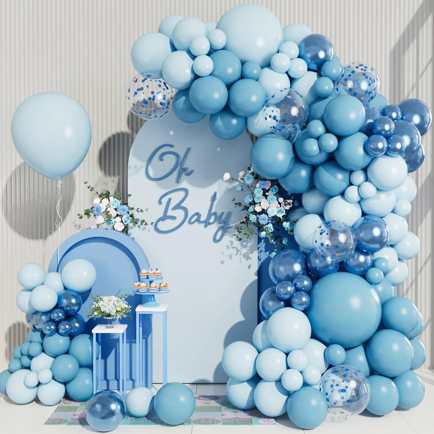 Frigg Kit Arco Palloncini Blu e Azzurri, 109 Pezzi - immagine 3