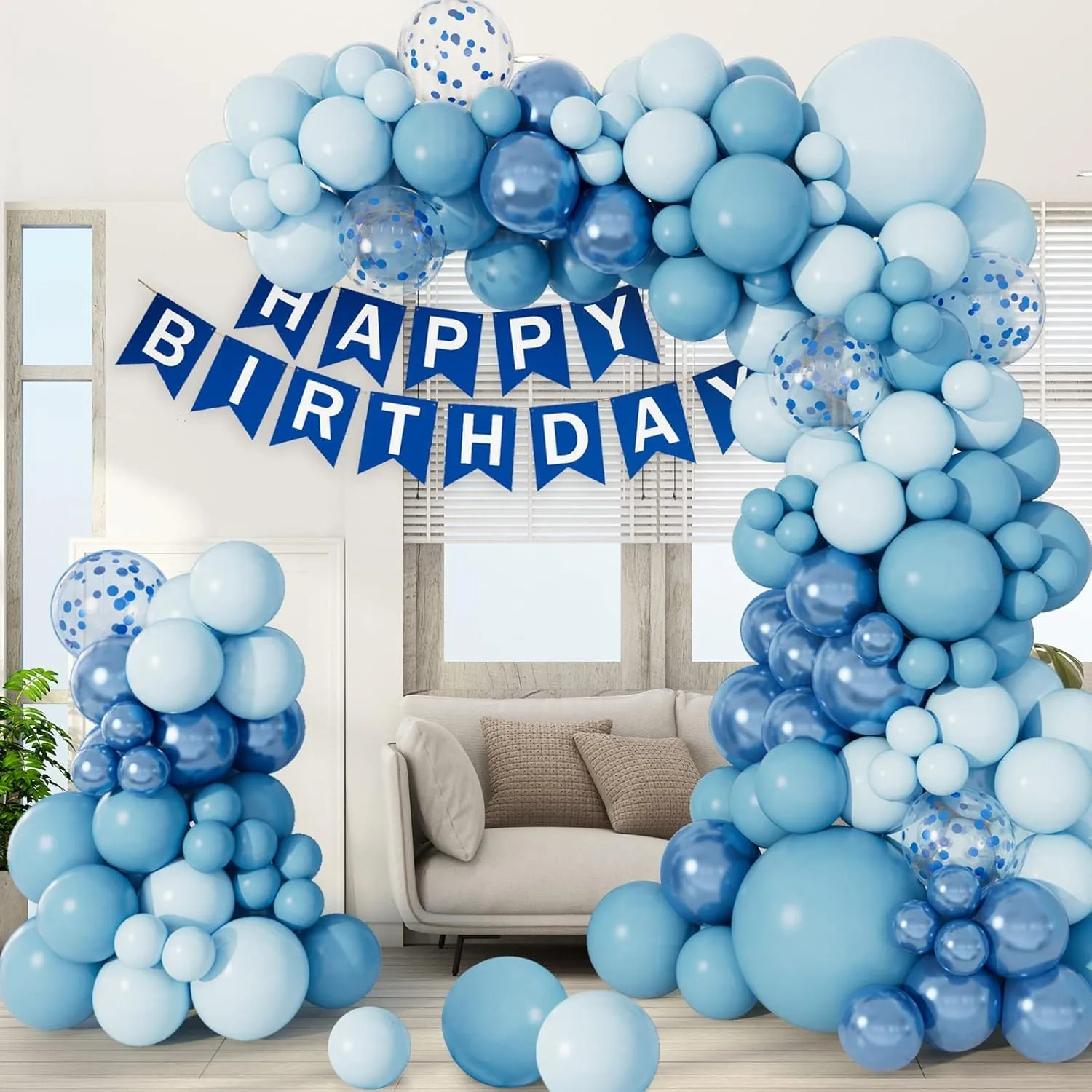 Frigg Kit Arco Palloncini Blu e Azzurri, 109 Pezzi - immagine 4