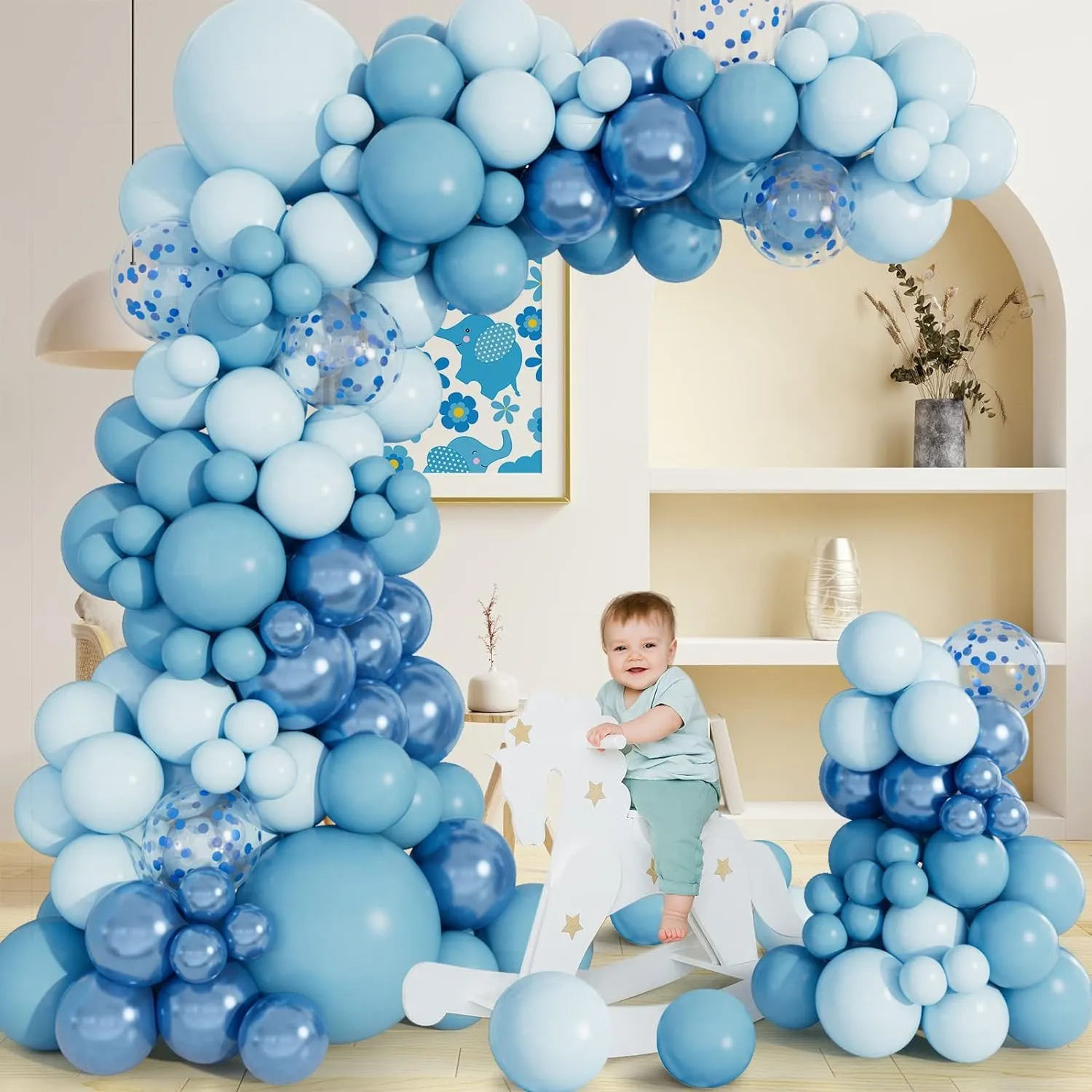 Frigg Kit Arco Palloncini Blu e Azzurri, 109 Pezzi - immagine 5