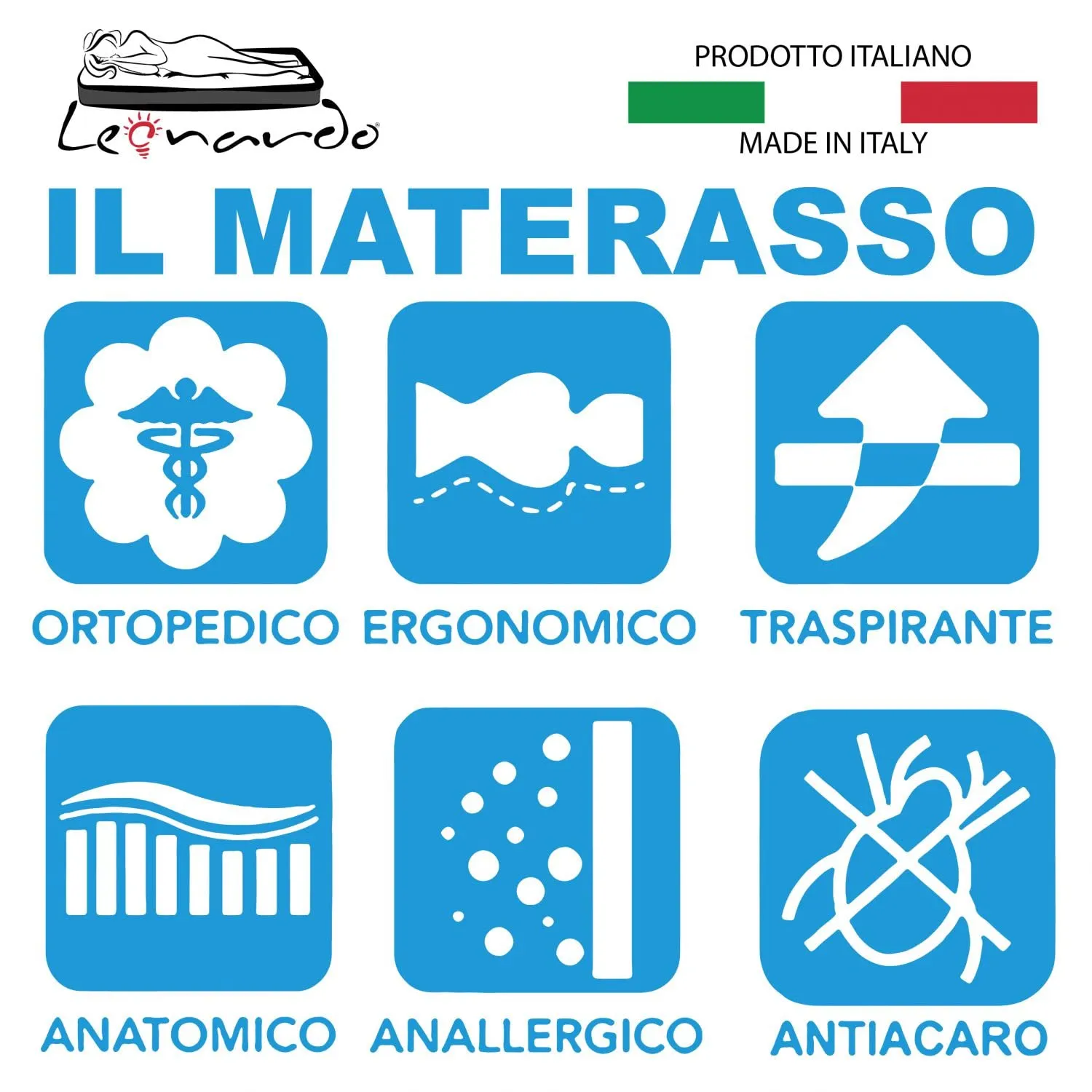 Leonardo Materasso Memory Ilaria Ortopedico 160x200 Matrimoniale, Altezza 20 cm, Anallergico e Antiacaro - immagine 6