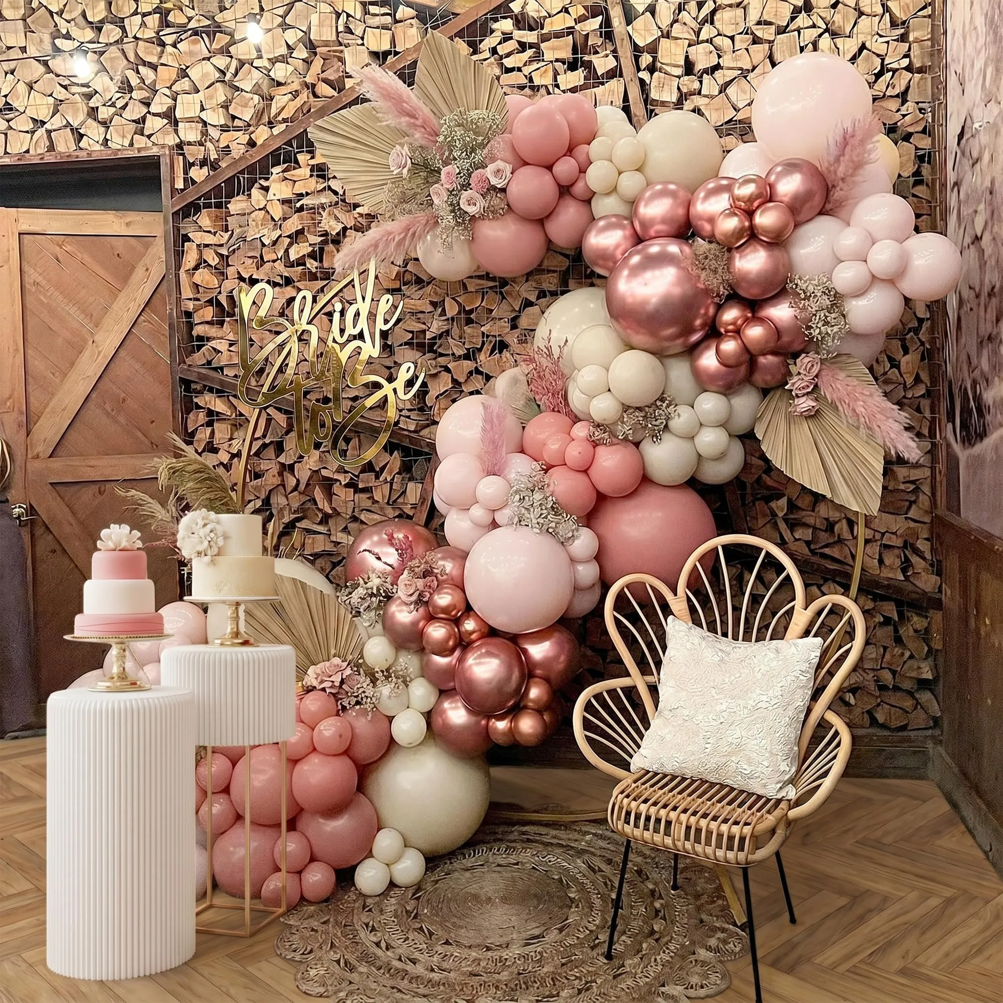 Frigg Arco di Palloncini Rosa Antico, Oro Rosa e Arancione Tenero, Set da 100 Pezzi per Decorazioni Feste - immagine 7