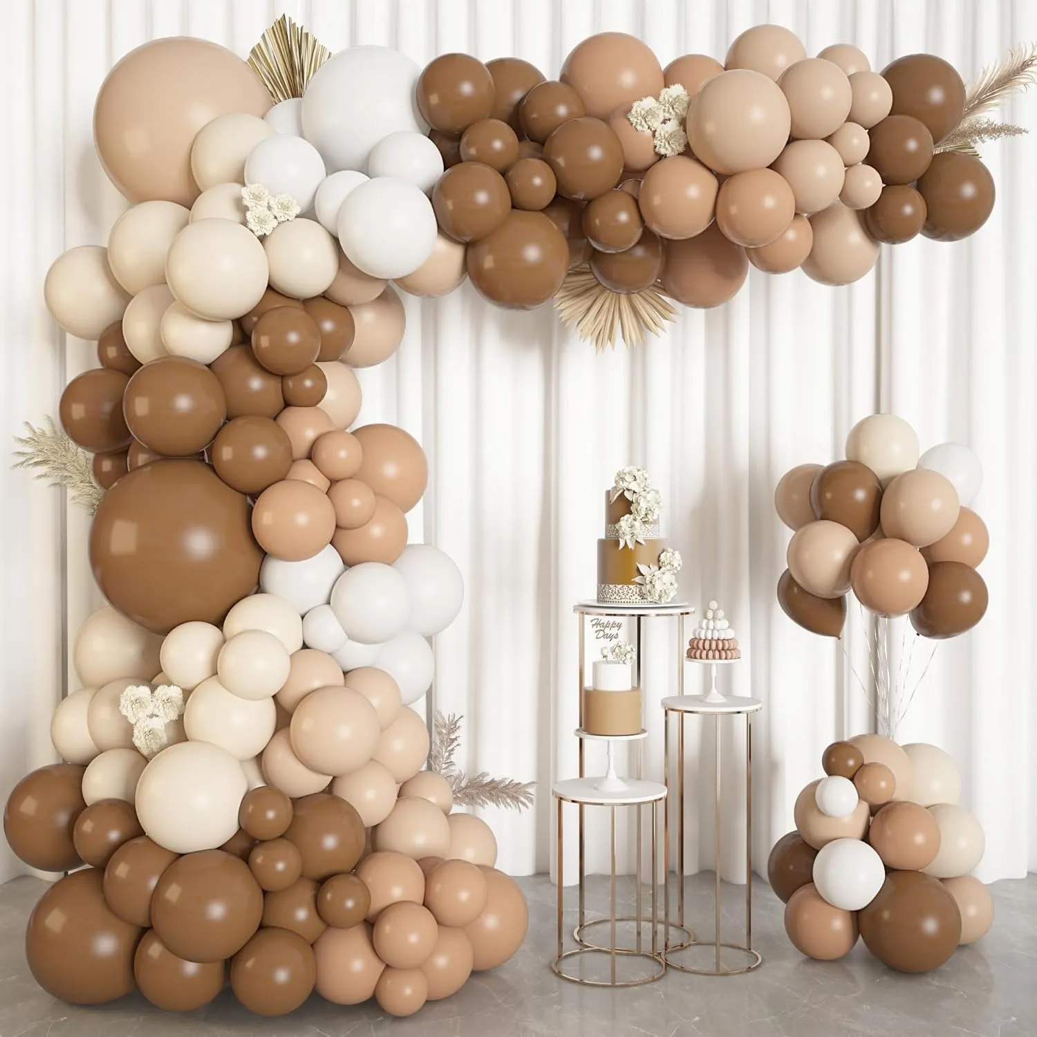 Frigg Kit Arco di Palloncini Marroni, Bianchi, Beige e Color Pelle - 100 Pezzi - immagine 3
