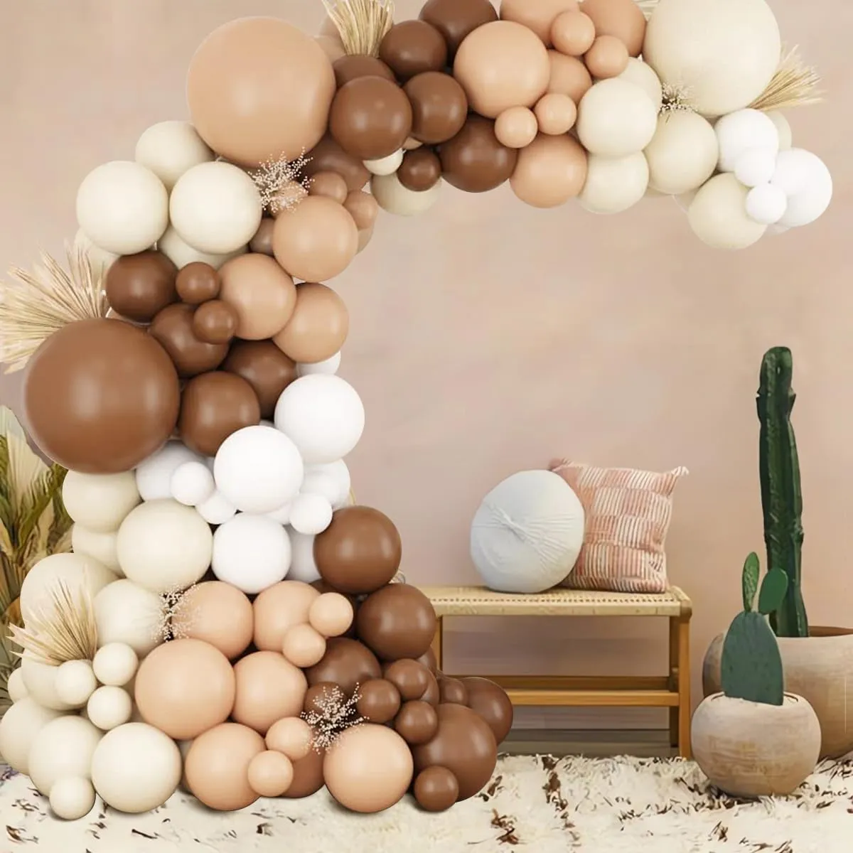 Frigg Kit Arco di Palloncini Marroni, Bianchi, Beige e Color Pelle - 100 Pezzi - immagine 9