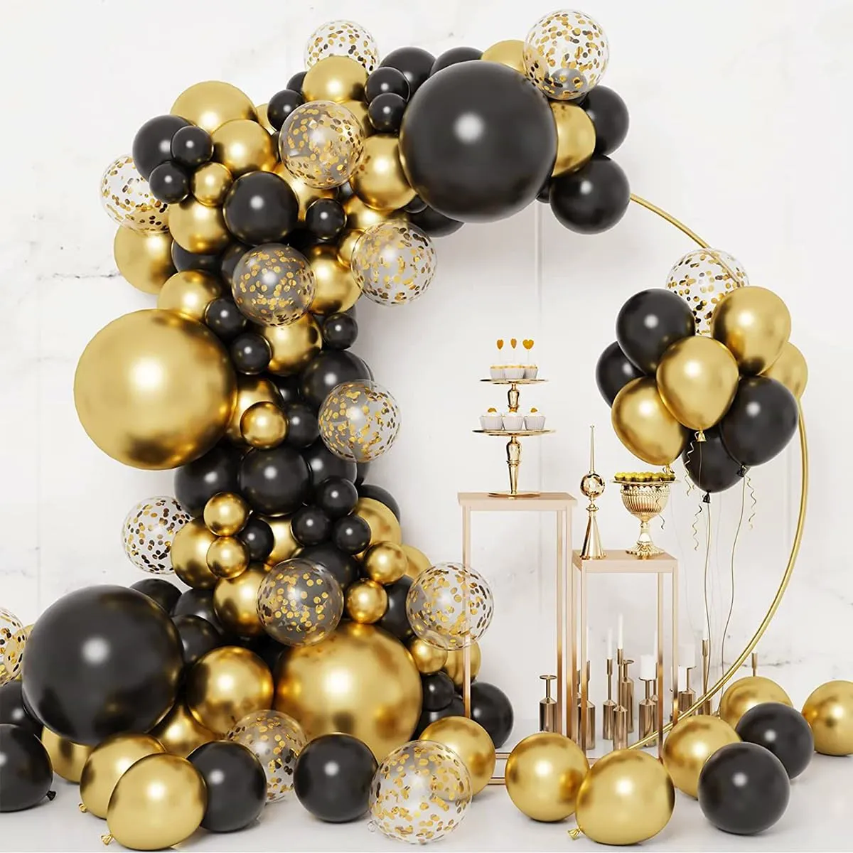 Frigg Kit Arco Palloncini Neri e Oro - immagine 1