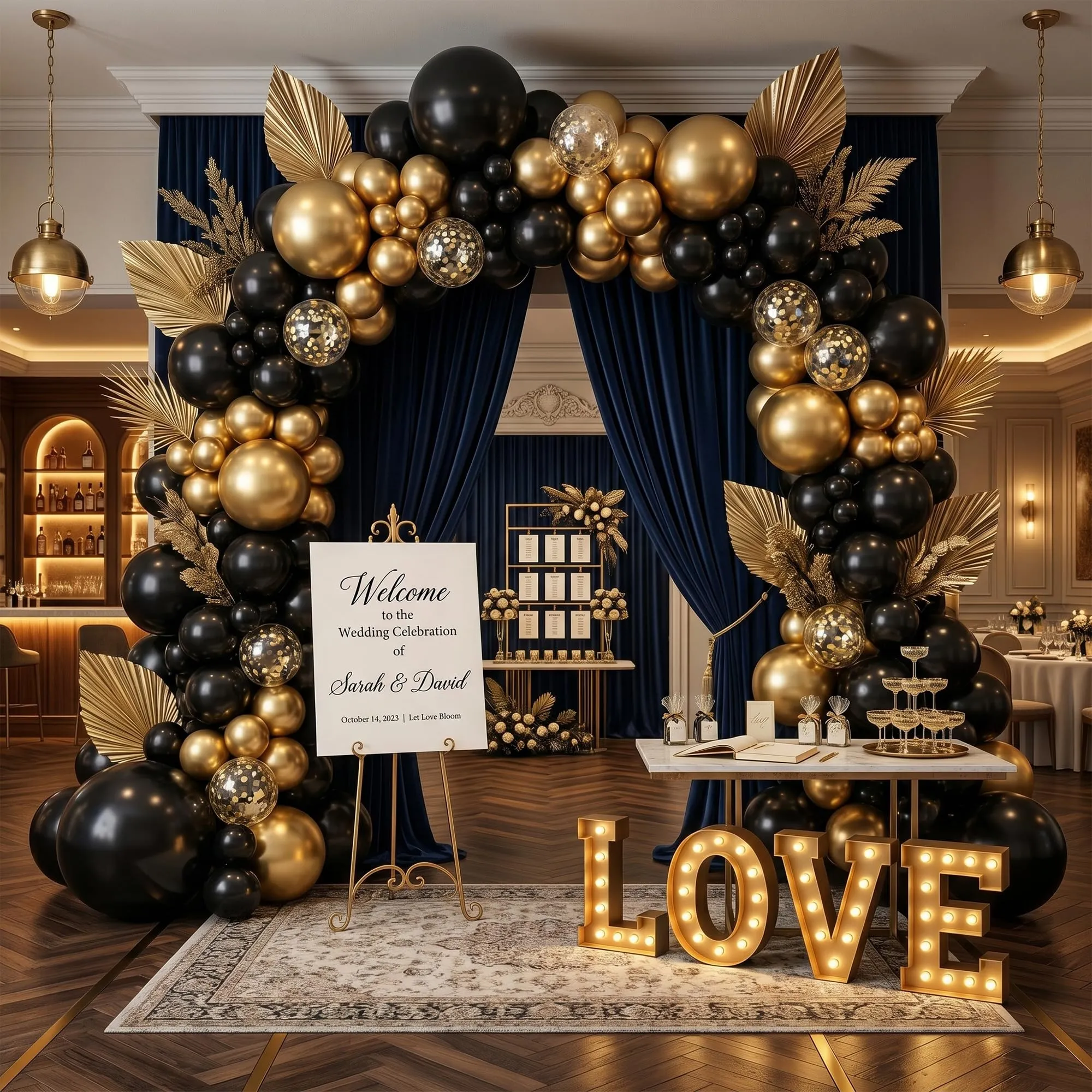Frigg Kit Arco Palloncini Neri e Oro - immagine 3