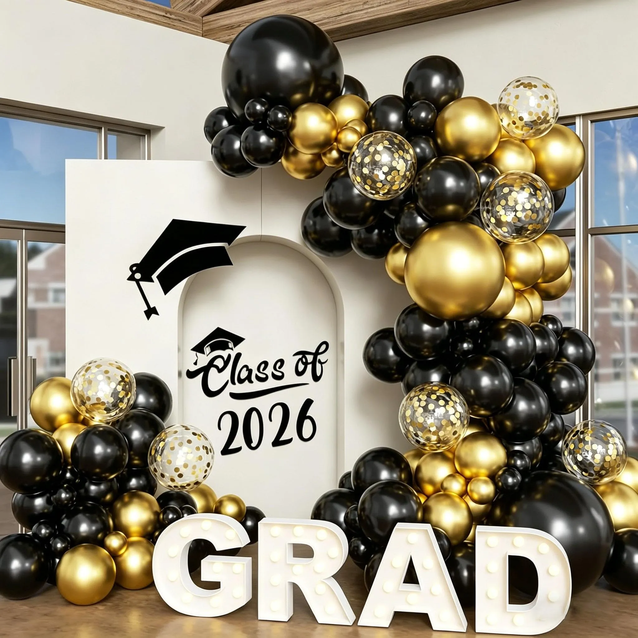 Frigg Kit Arco Palloncini Neri e Oro - immagine 4