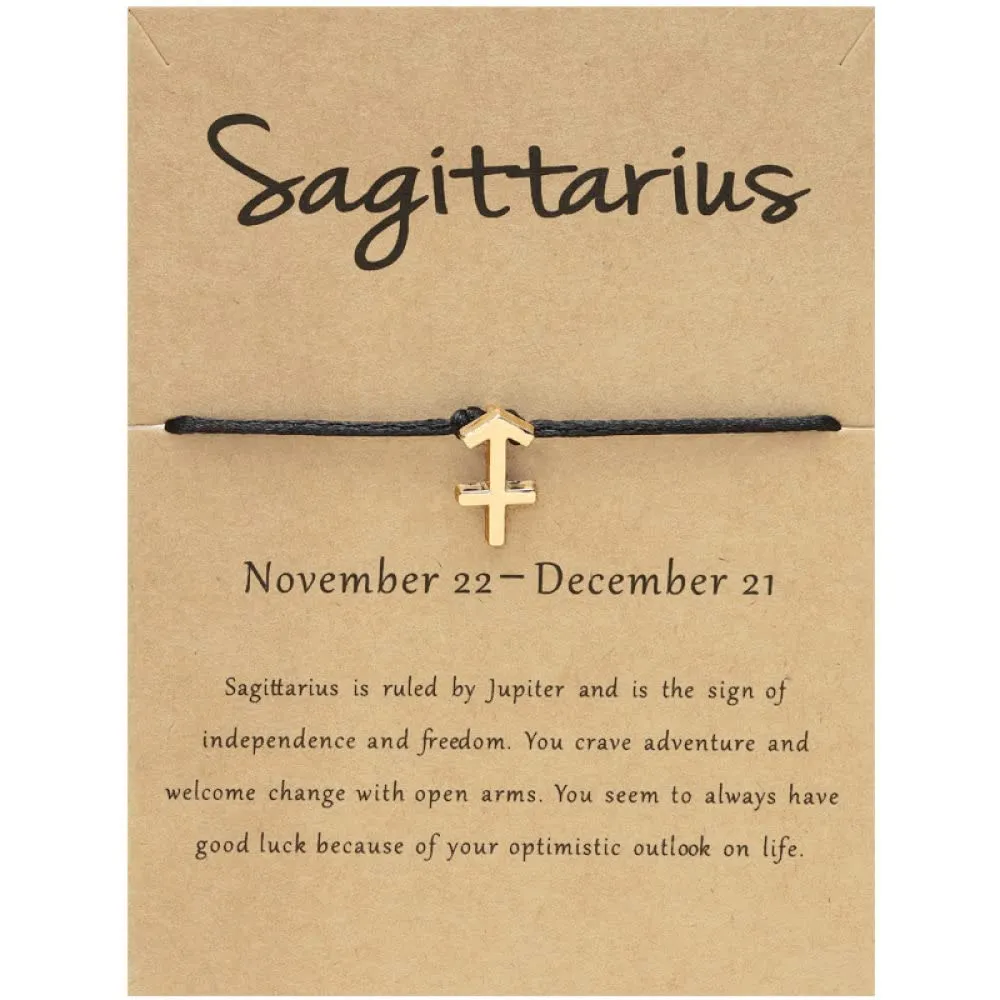 LODMLOER Braccialetto Zodiacale Sagittario con Cordino Nero, Regolabile - immagine 1