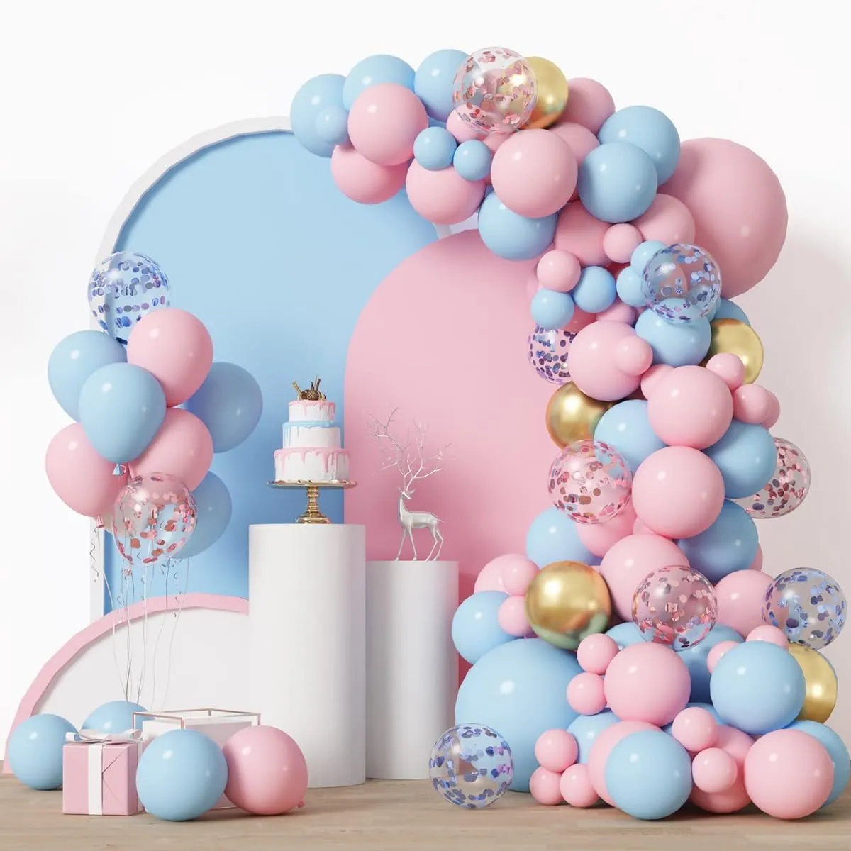 Frigg Kit Arco Palloncini Baby Shower e Gender Reveal, 99 Pezzi, Blu e Rosa - immagine 3