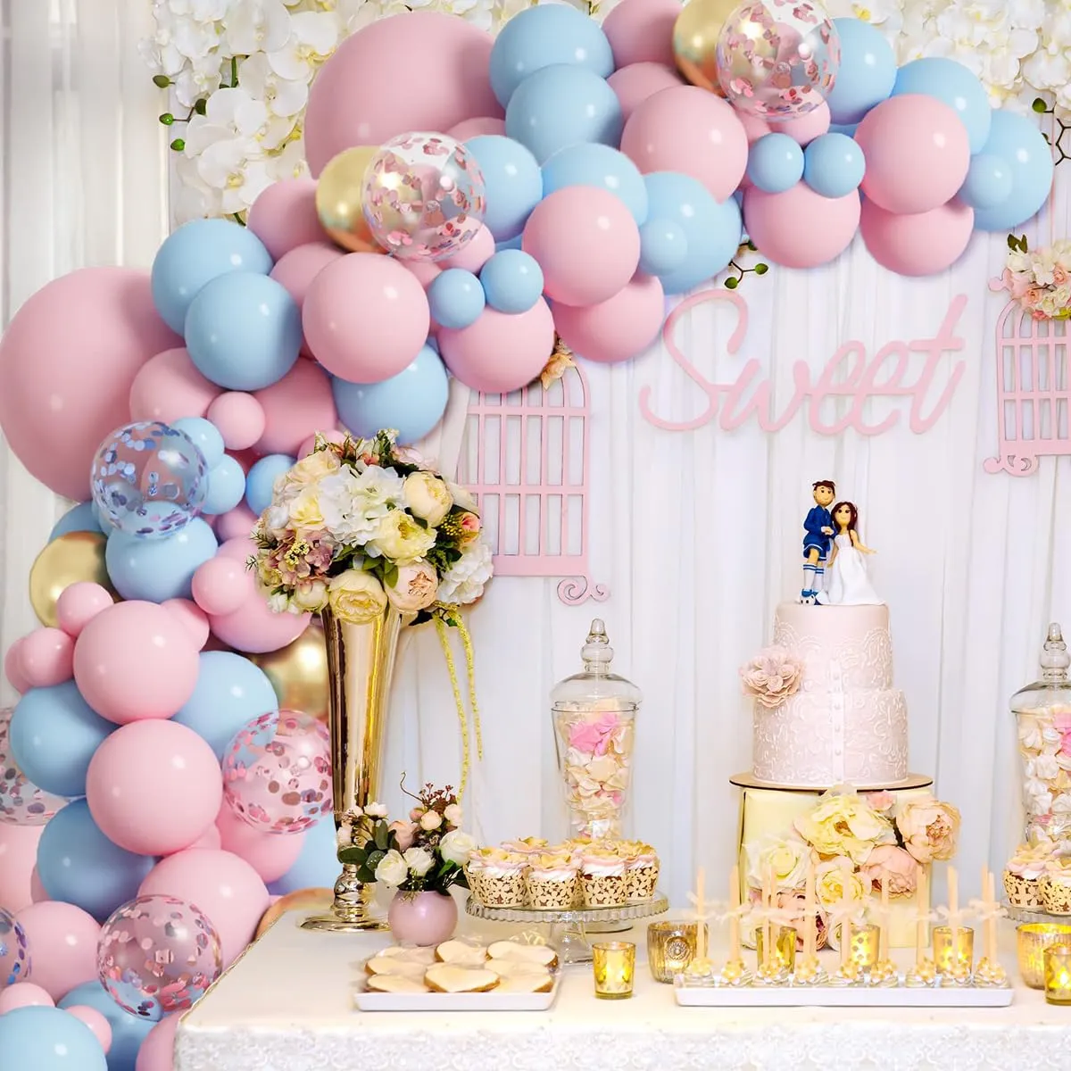 Frigg Kit Arco Palloncini Baby Shower e Gender Reveal, 99 Pezzi, Blu e Rosa - immagine 5