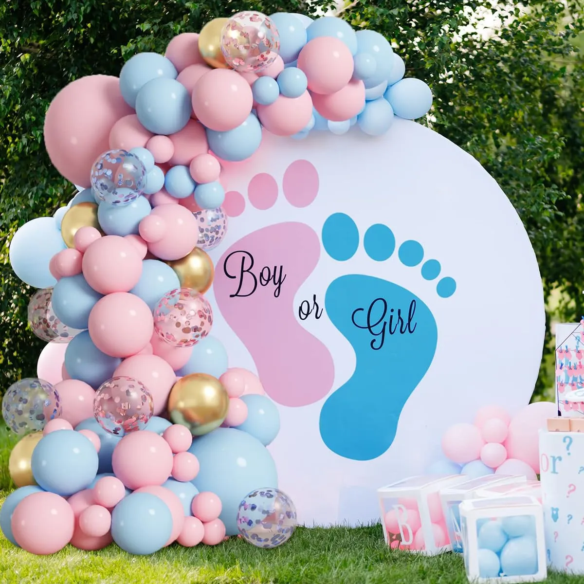 Frigg Kit Arco Palloncini Baby Shower e Gender Reveal, 99 Pezzi, Blu e Rosa - immagine 6