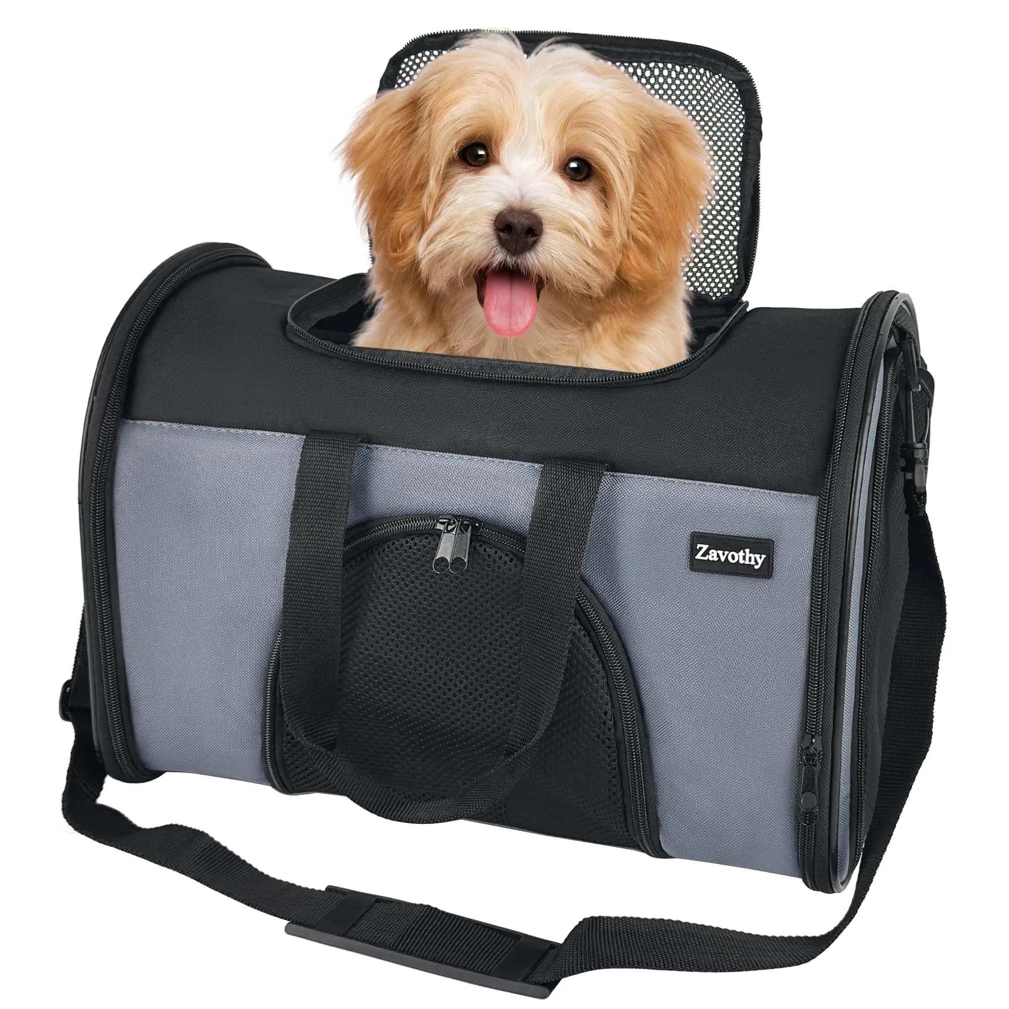 Zavothy Borsa per il Trasporto per Gatti e Cani, Traspirante e Pieghevole con Tracolla Regolabile e Materasso Rimovibile, S, Grigio - immagine 1
