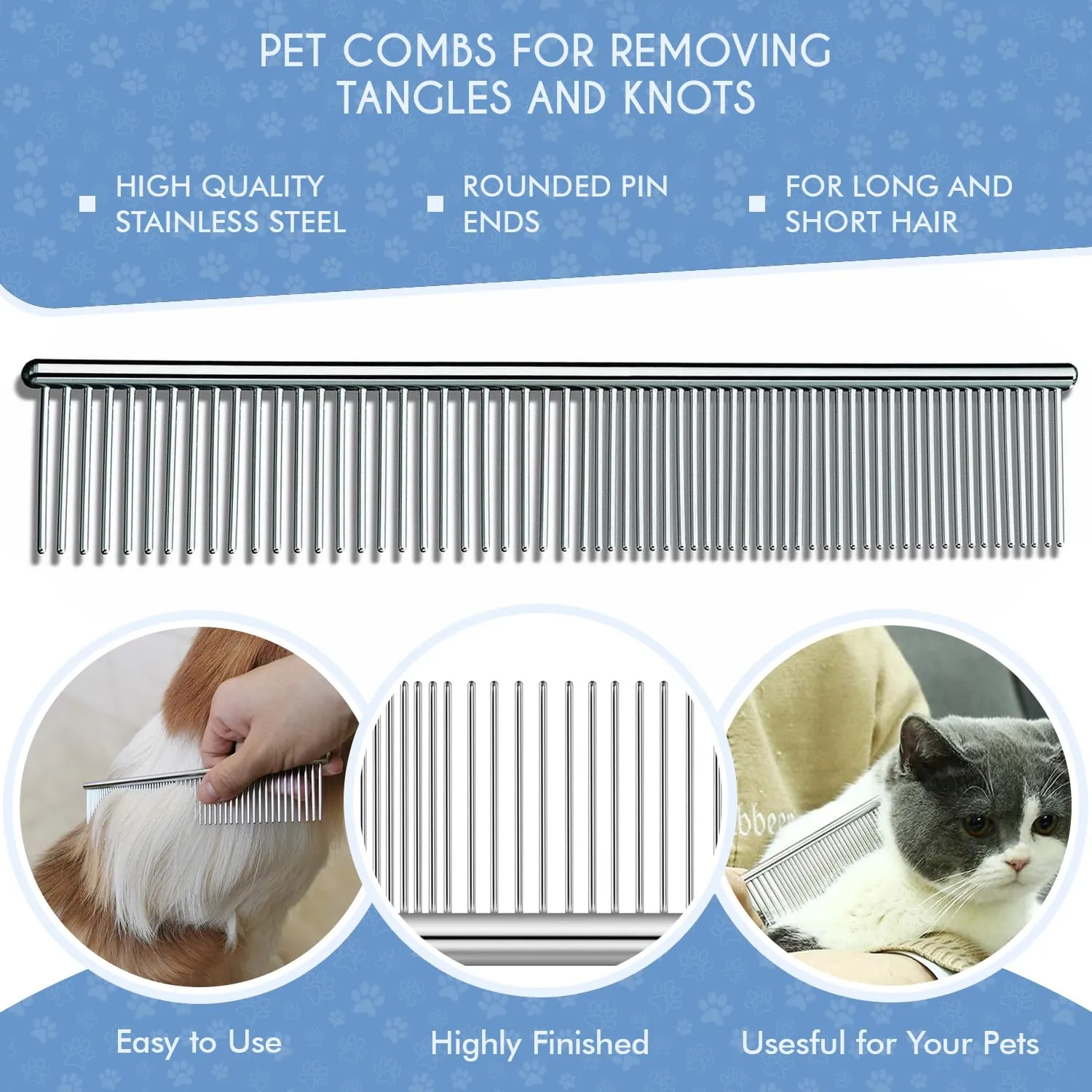 Candure Spazzola per Cani e Gatti in Acciaio Inossidabile Doppia Faccia per Deshedding, Rosa - immagine 6