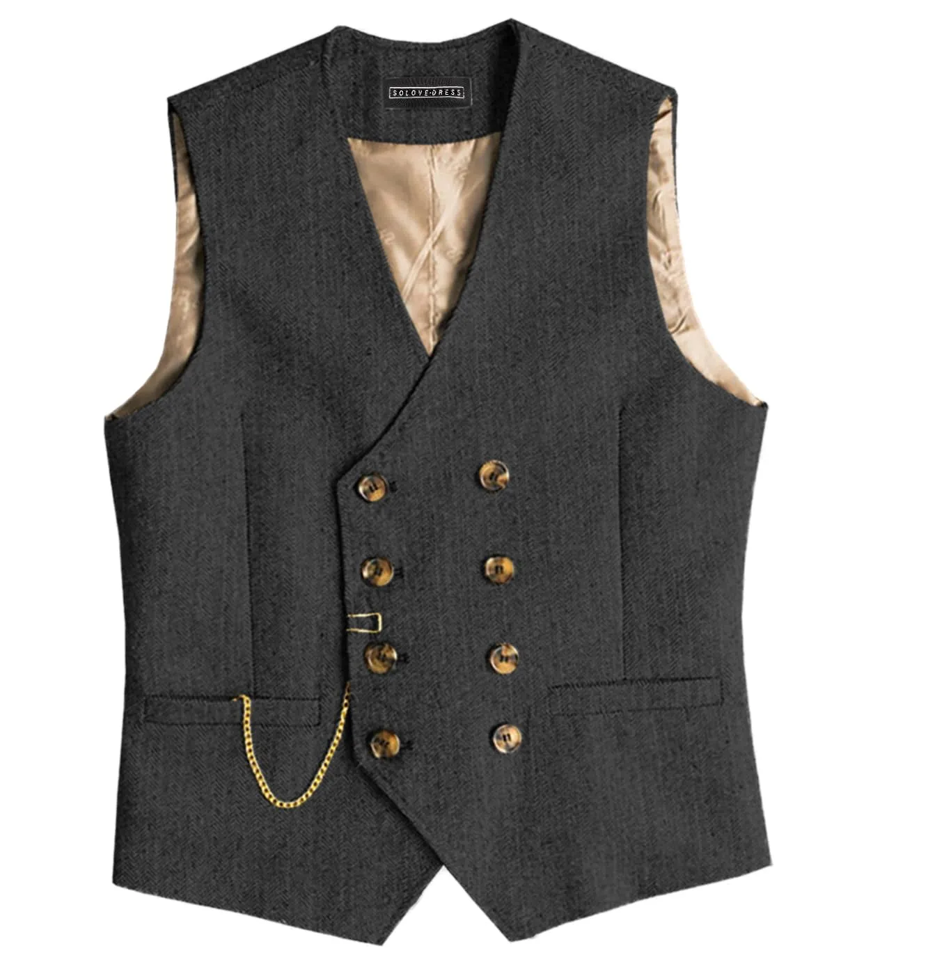 Solovedress Gilet da uomo in lana a righe, Nero, XXL - immagine 1