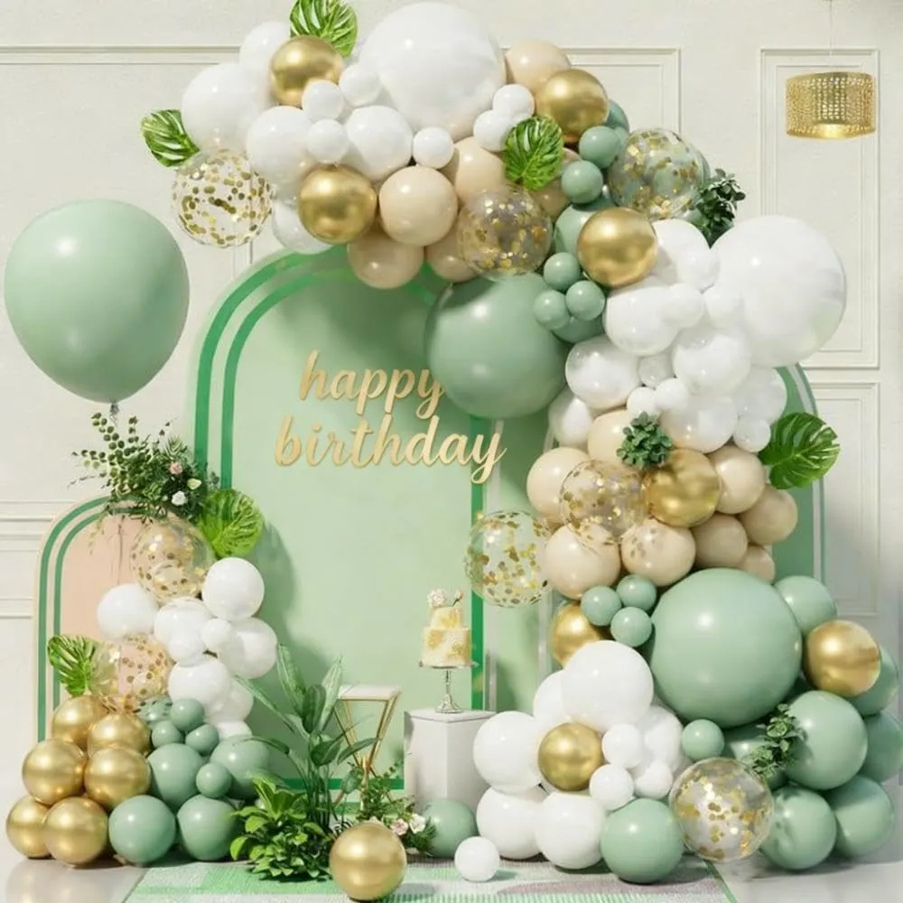 Frigg Ghirlanda di palloncini verdi, oro e beige - immagine 1