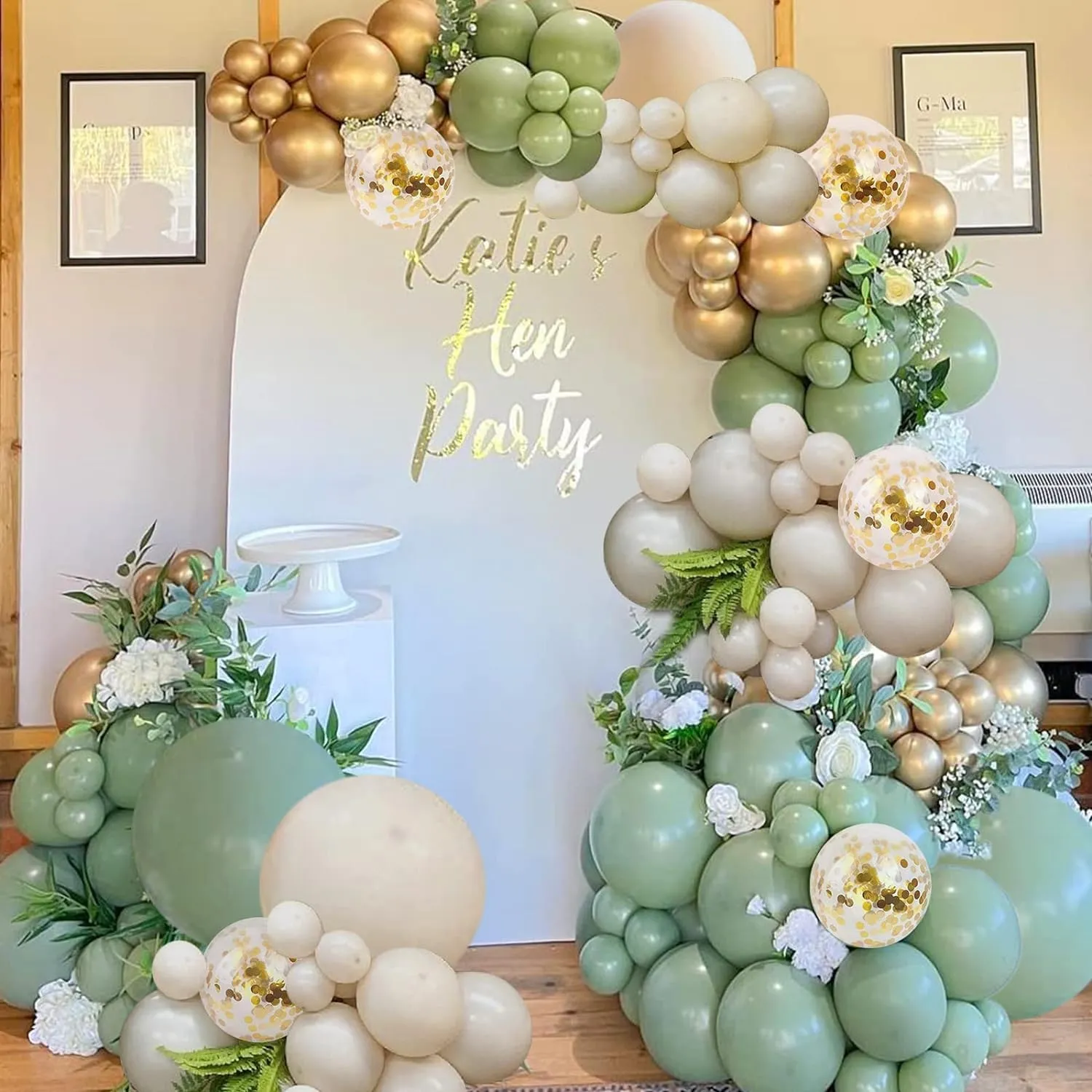 Frigg Ghirlanda di palloncini verdi, oro e beige - immagine 5