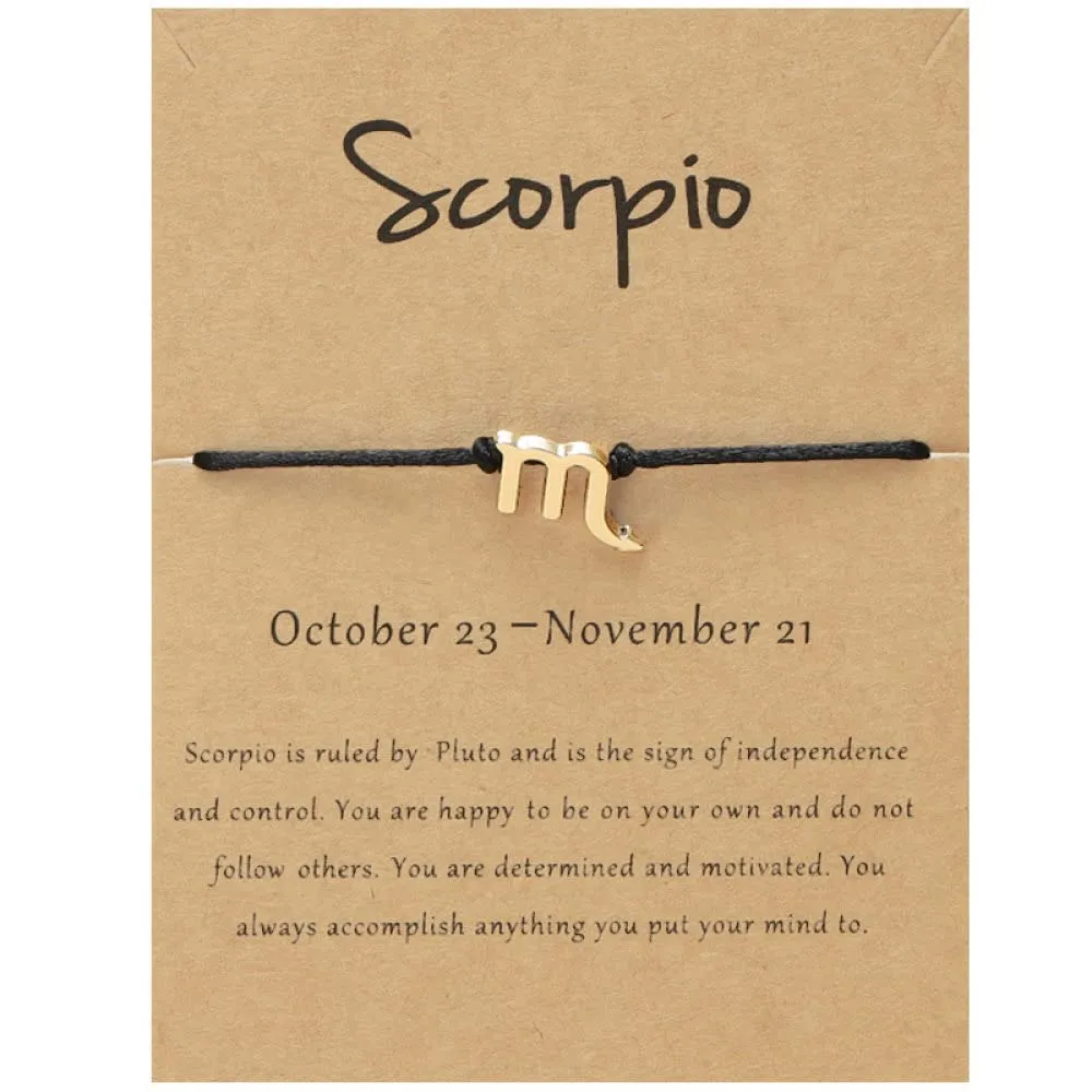 LODMLOER Braccialetto Zodiacale Costellazione Scorpione con Cordino Nero - immagine 1