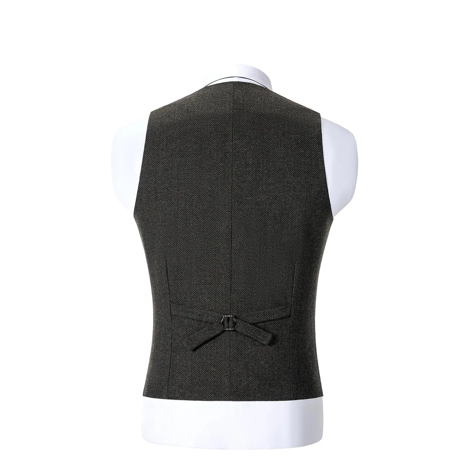 Solovedress Gilet da uomo in tweed doppiopetto a righe, Verde militare, XXL - immagine 2