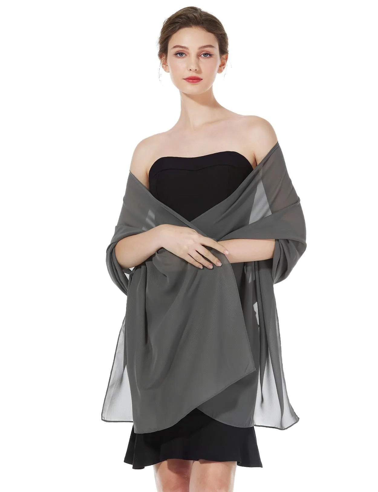 BEAUTELICATE Scialle Stola in Chiffon per Donna Dark Grey - Plus Size - immagine 1