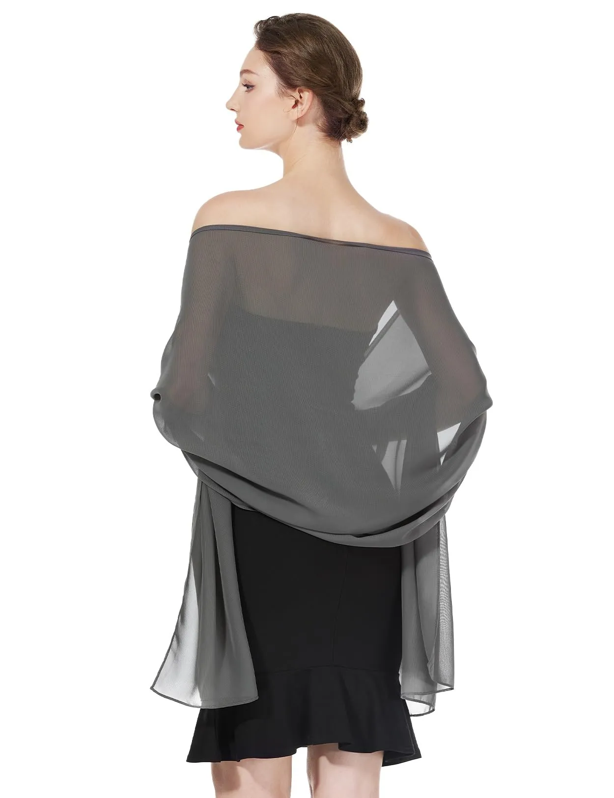 BEAUTELICATE Scialle Stola in Chiffon per Donna Dark Grey - Plus Size - immagine 2