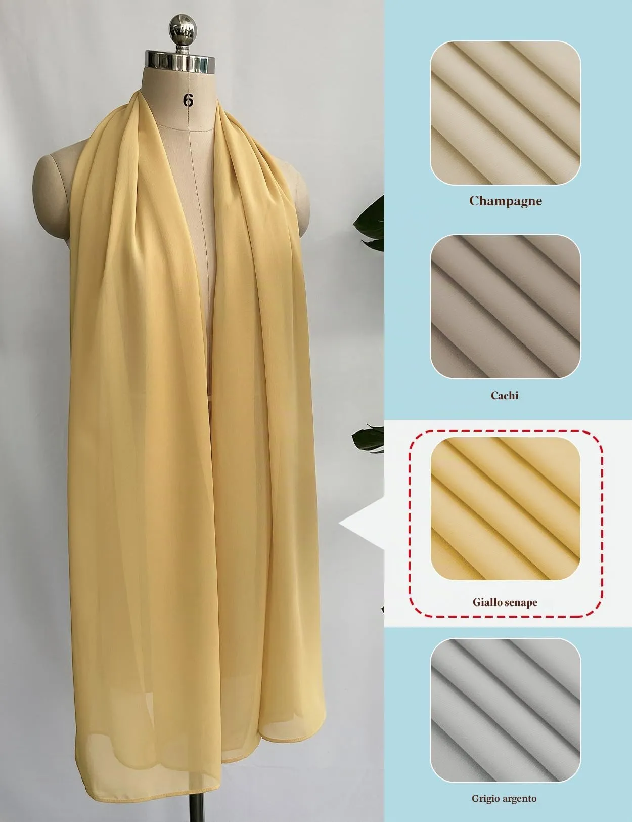 BEAUTELICATE Scialle Stola Donna in Chiffon per Cerimonia e Matrimonio (Gold, Taglia unica) - immagine 3