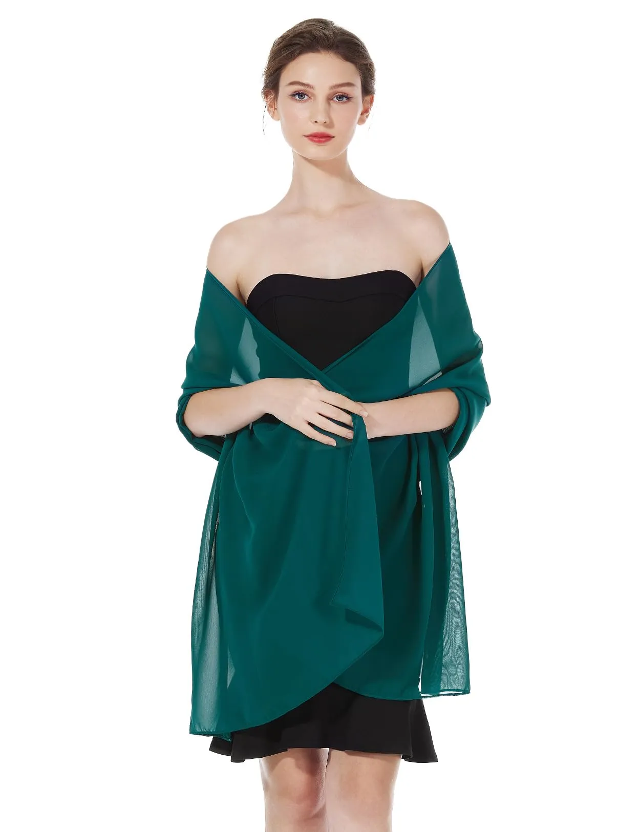 BEAUTELICATE Scialle Stola Donna in Chiffon Teal Blue - Taglia unica - immagine 1